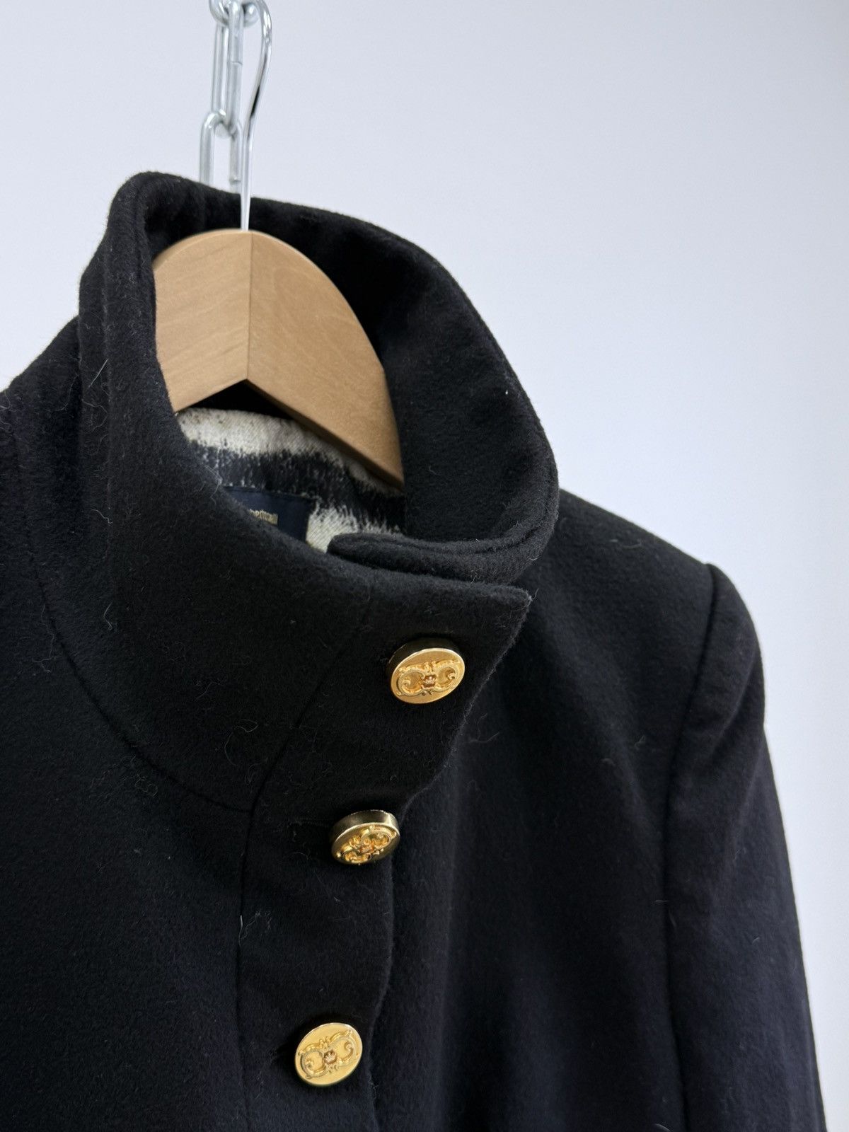 Roberto Cavalli Roberto Cavalli Class Black Wool Mix Coat Size S / US 4 / IT 40 - 4 Thumbnail