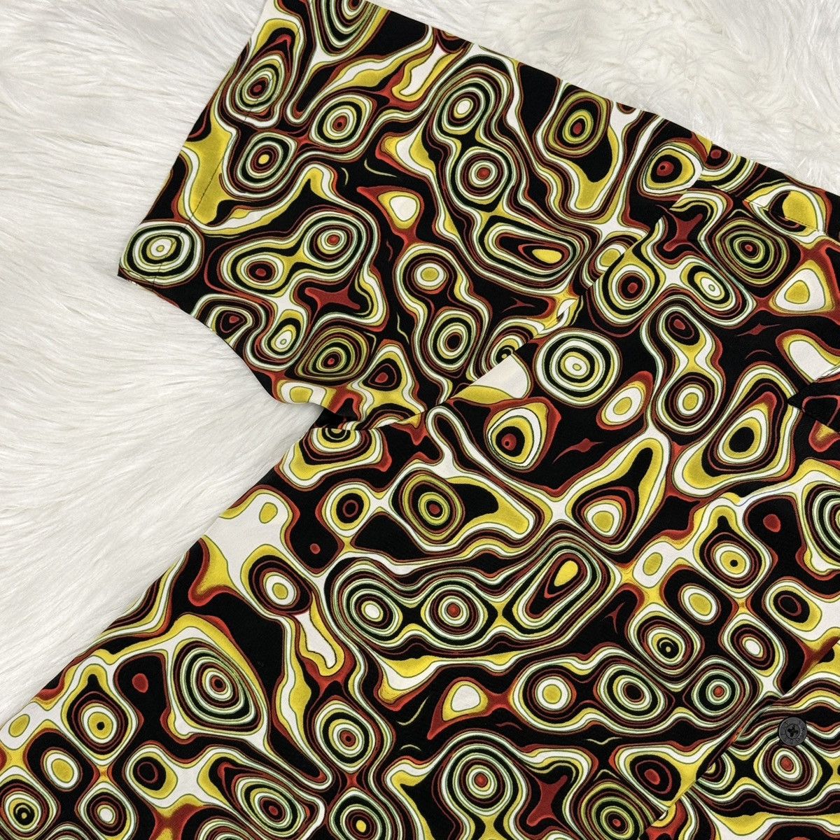Dragonfly Psychedelic Abstract Print Button Shirt - 70s Boho Art Wave Size US L / EU 52-54 / 3 - 1 Thumbnail