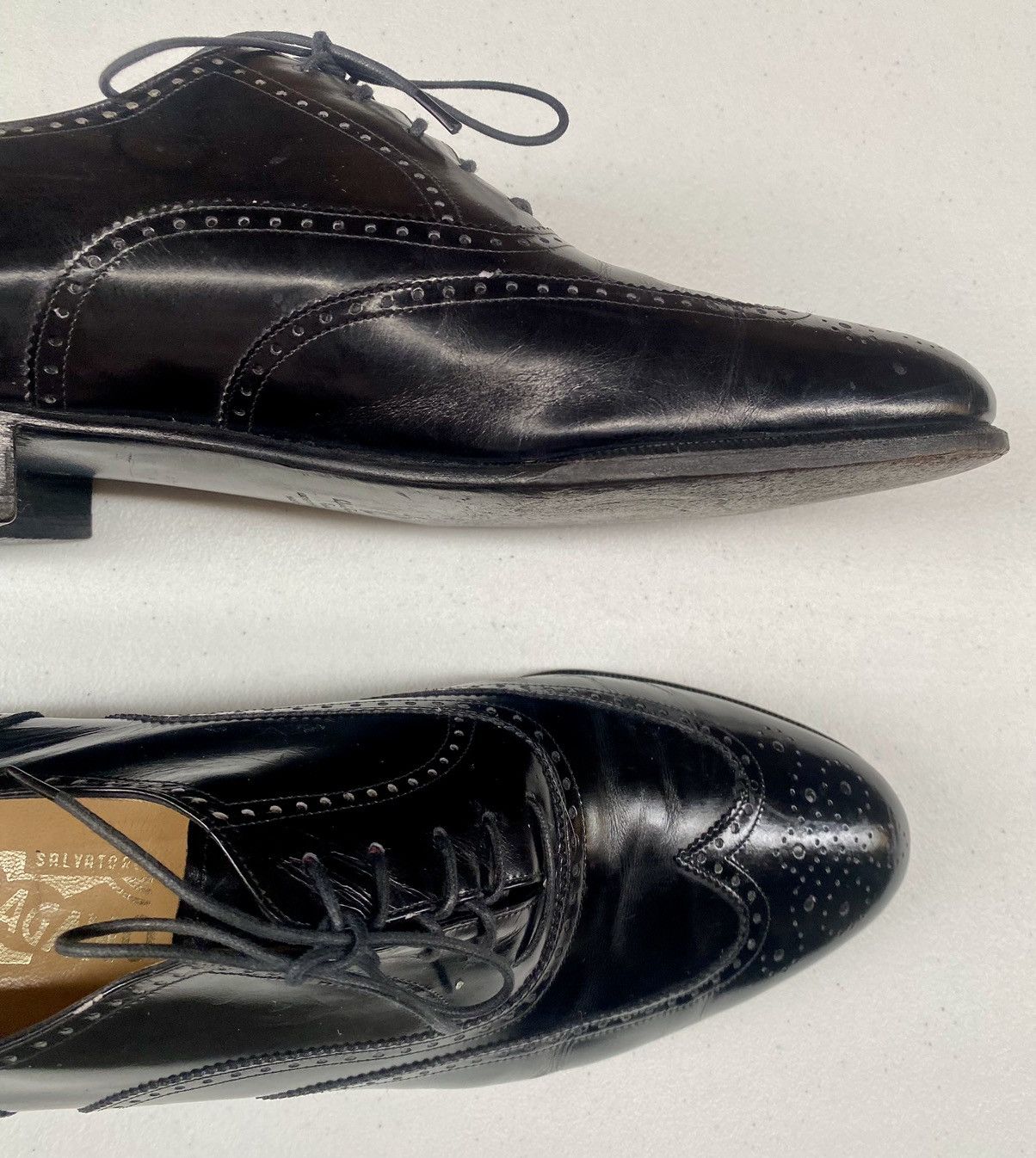 Salvatore Ferragamo Ferragamo 🇮🇹 Nero wingtip brogue oxfords 11 D VGC esquire Size US 11 / EU 44 - 17 Thumbnail