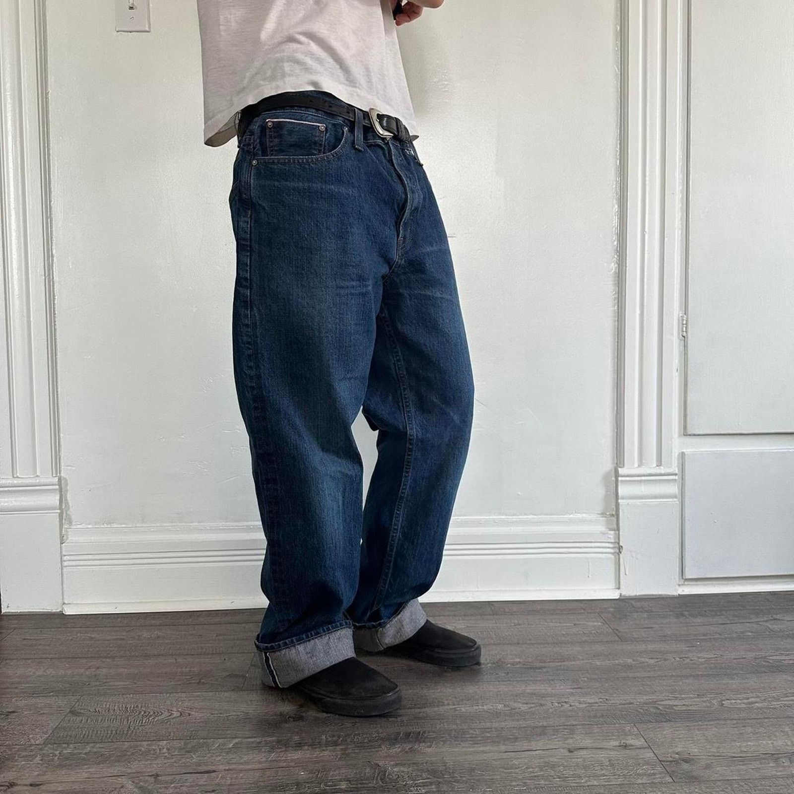 J.Crew × Vintage Dark Blue Indigo PointSur Straight Baggy Selvedge Denim Jean Size US 30 / EU 46 - 3 Thumbnail