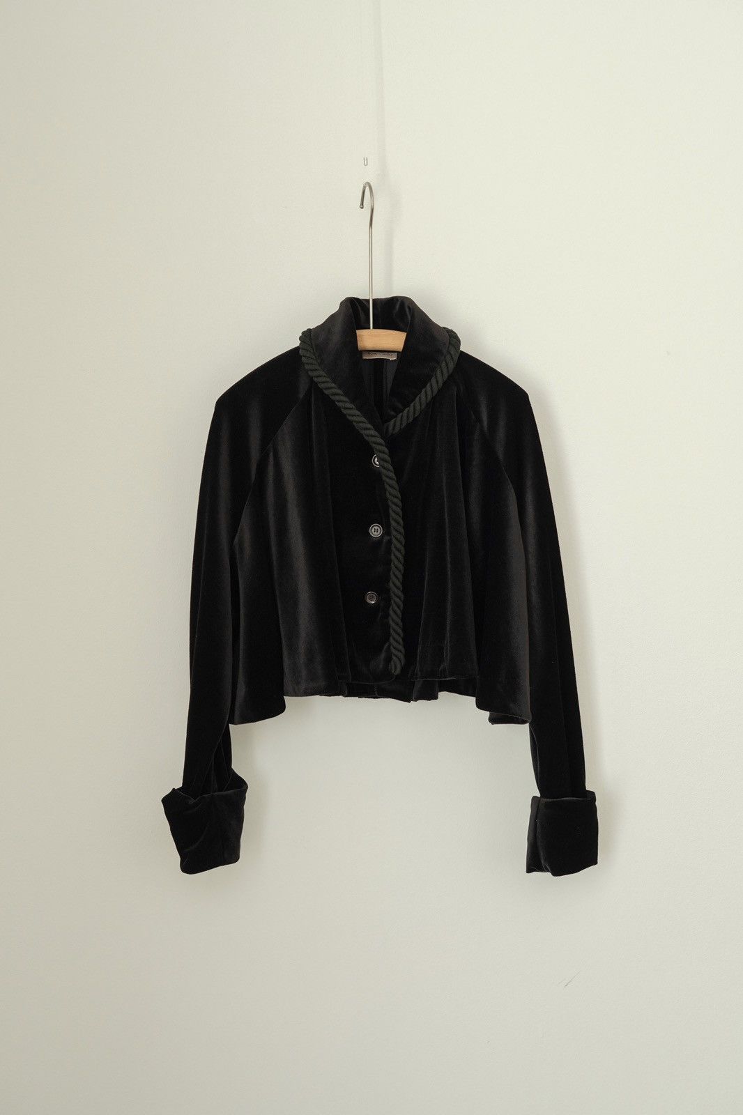 Romeo Gigli Romeo Gigli 1990s Black Velvet Rope Trim Cape Jacket Size M / US 6-8 / IT 42-44 - 1 Thumbnail