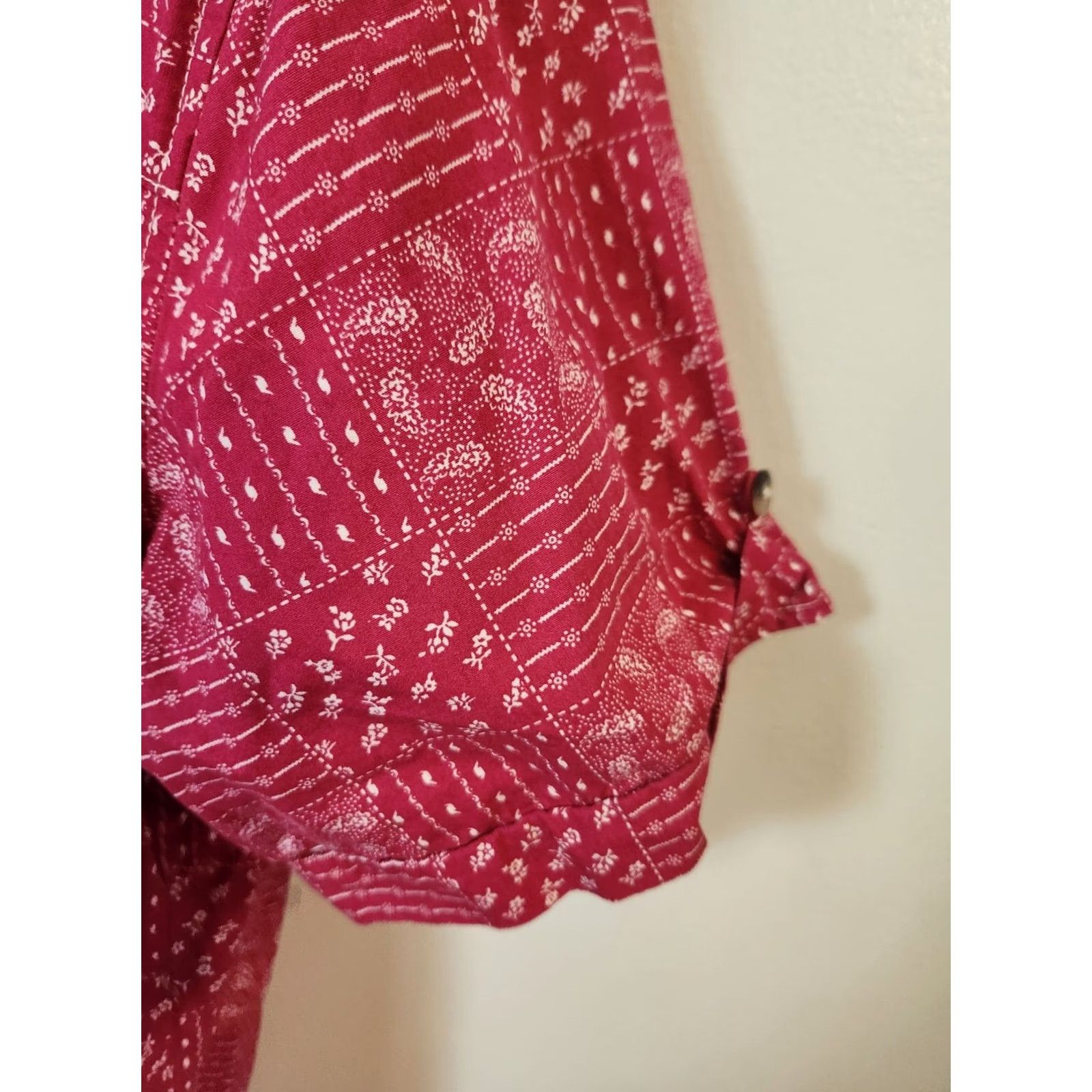 Vintage C.E. Schmidt Workwear Patchwork Look Print Short Sleeve Camp Shirt 3X Pink Womens Plus Button-Up Collared 3X Size XXL / US 16-18 / IT 52-54 - 4 Thumbnail