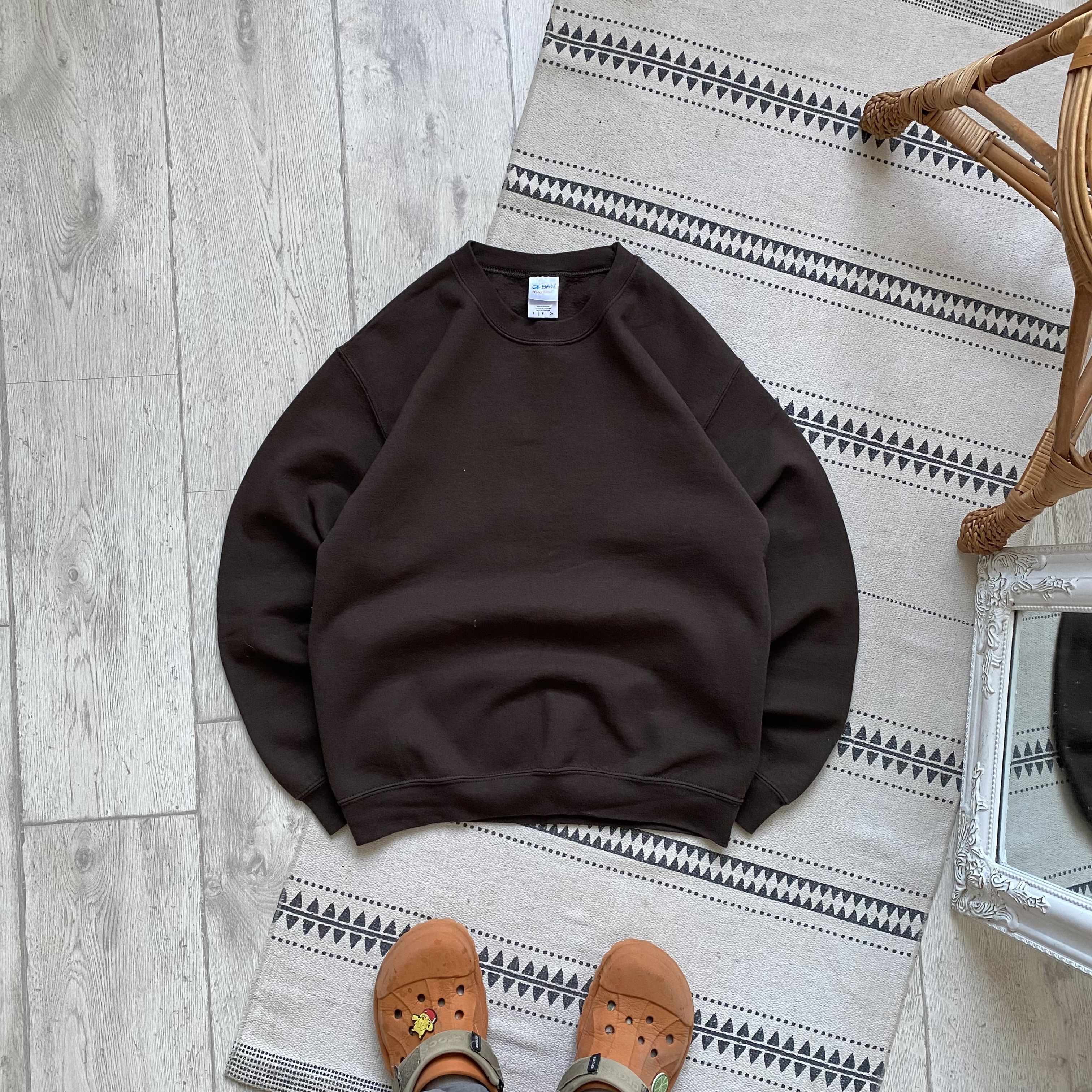 Hanes 🤎 Vintage Y2K Blank Brown Sweatshir Gildan Russel Size US S / EU 44-46 / 1 - 1 Thumbnail