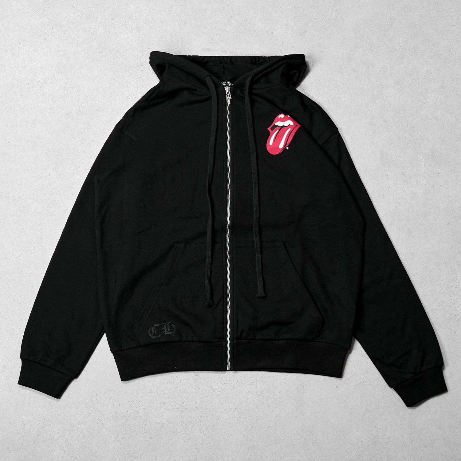 CHROME HEARTS Rolling Stones Zip Up Hoodie BLACK