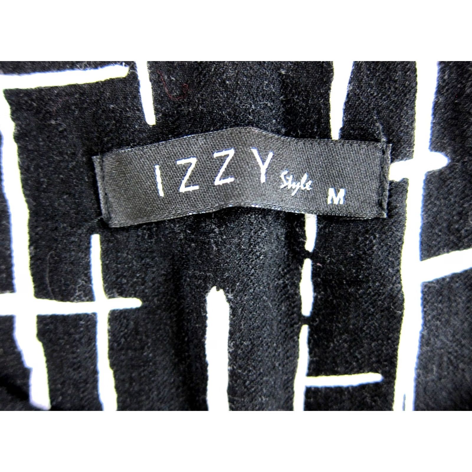 Vintage IZZY Style Black White Geometrical 3/4 Sleeve Pocket Tunic Smock Midi Dress M Size M / US 6-8 / IT 42-44 - 3 Thumbnail