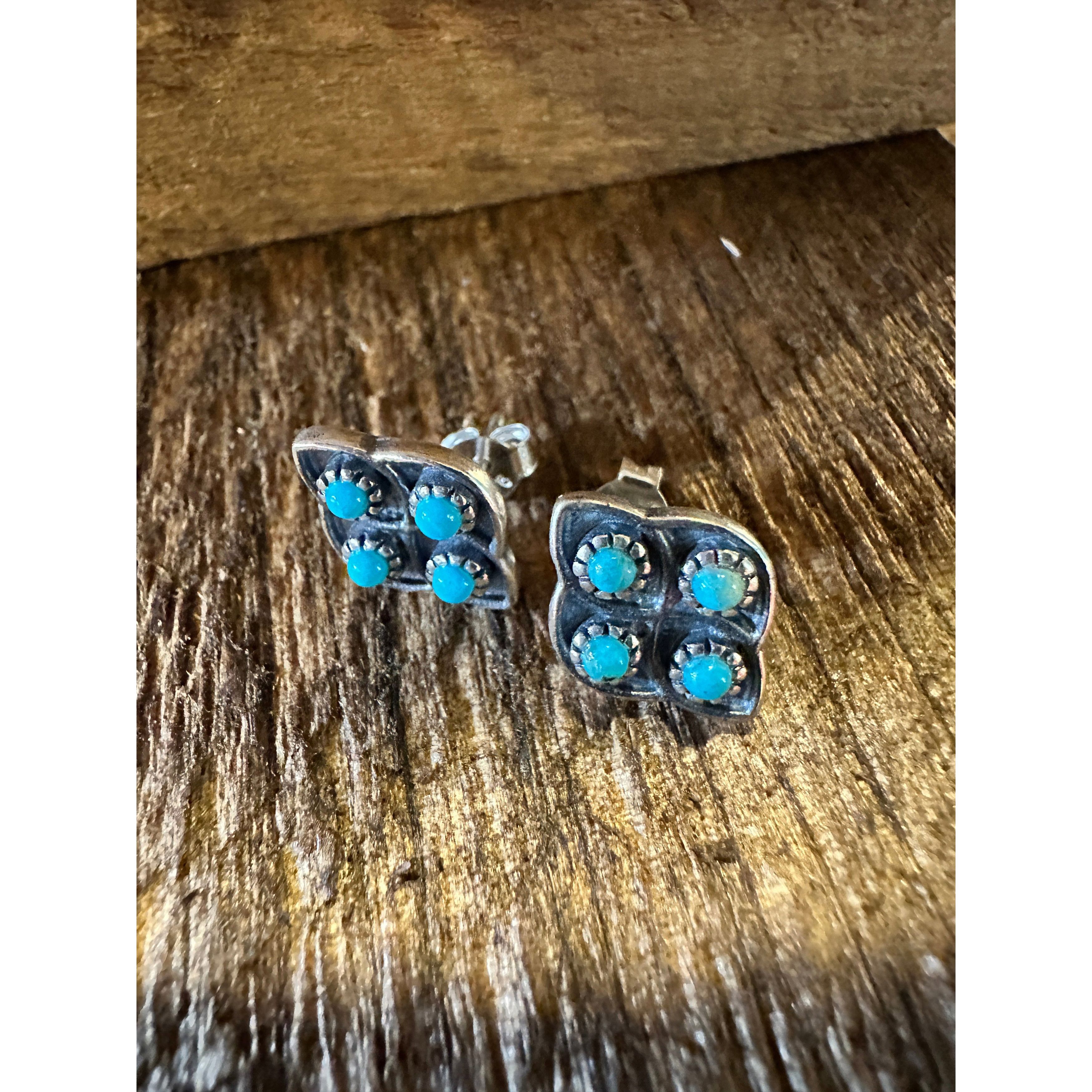Other Navajo Lucia Turquoise Sterling Silver Stud Earrings - Handc Size ONE SIZE - 9 Thumbnail