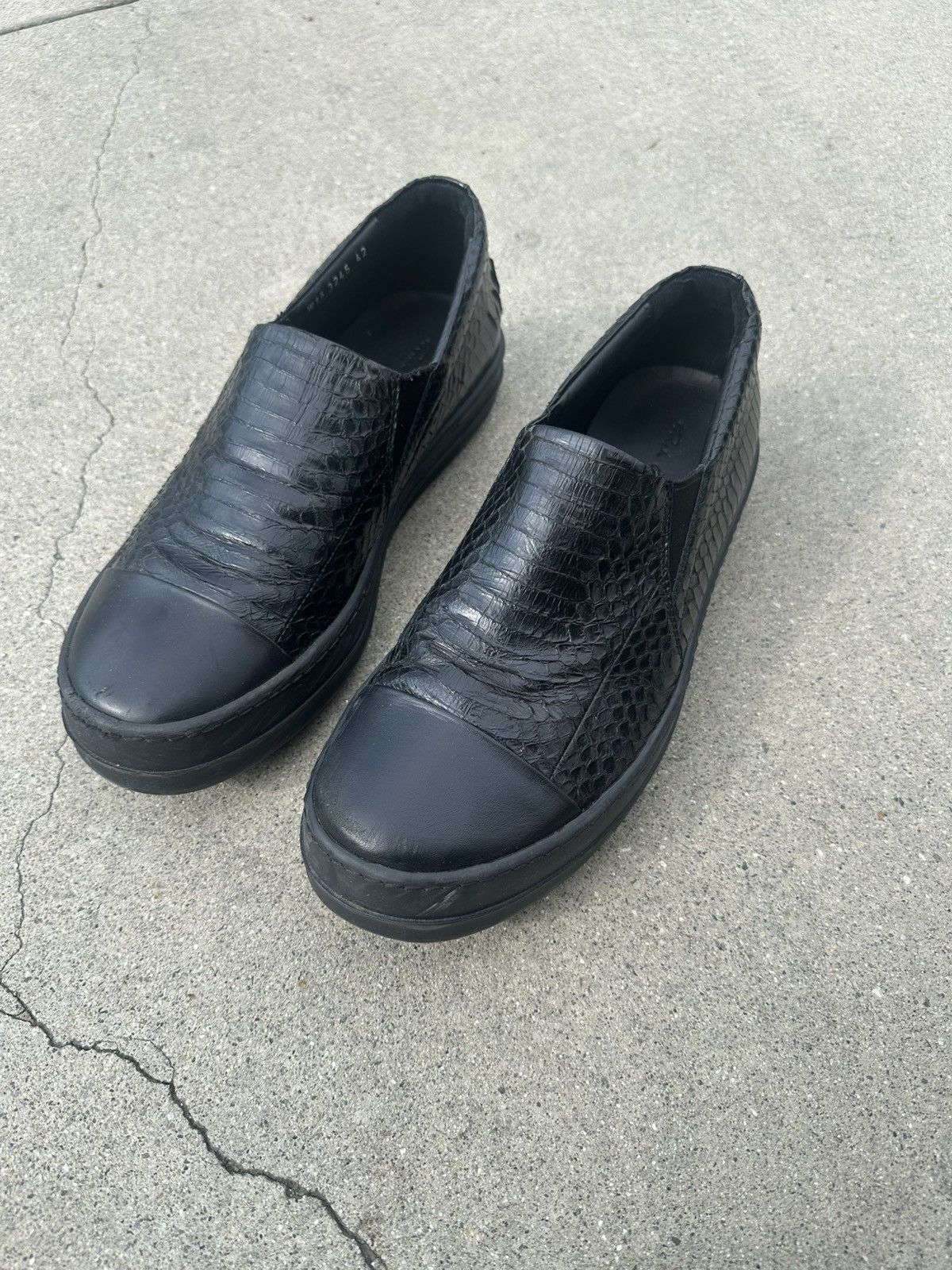 Rick Owens Python Leather Boat Shoes in Black, Men's (Size 9)
