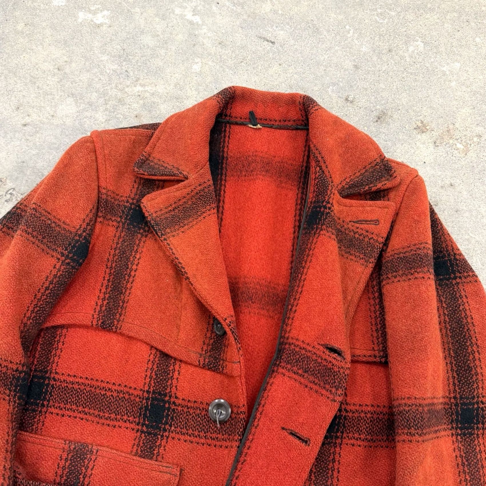 Sears VINTAGE Sears Hercules Plaid Wool Jacket Pants Set SZ Large Red Black Plaid Overcoat Men Fall Winter Wool Vintage 40s Size US 33 - 6 Thumbnail