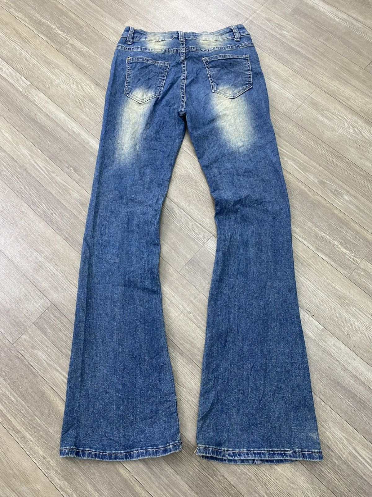 If Six Was Nine 2000s Japanese Studded Faded Lgb Y2K Punk Style Flared Jeans Size US 28 / EU 44 - 14 Thumbnail