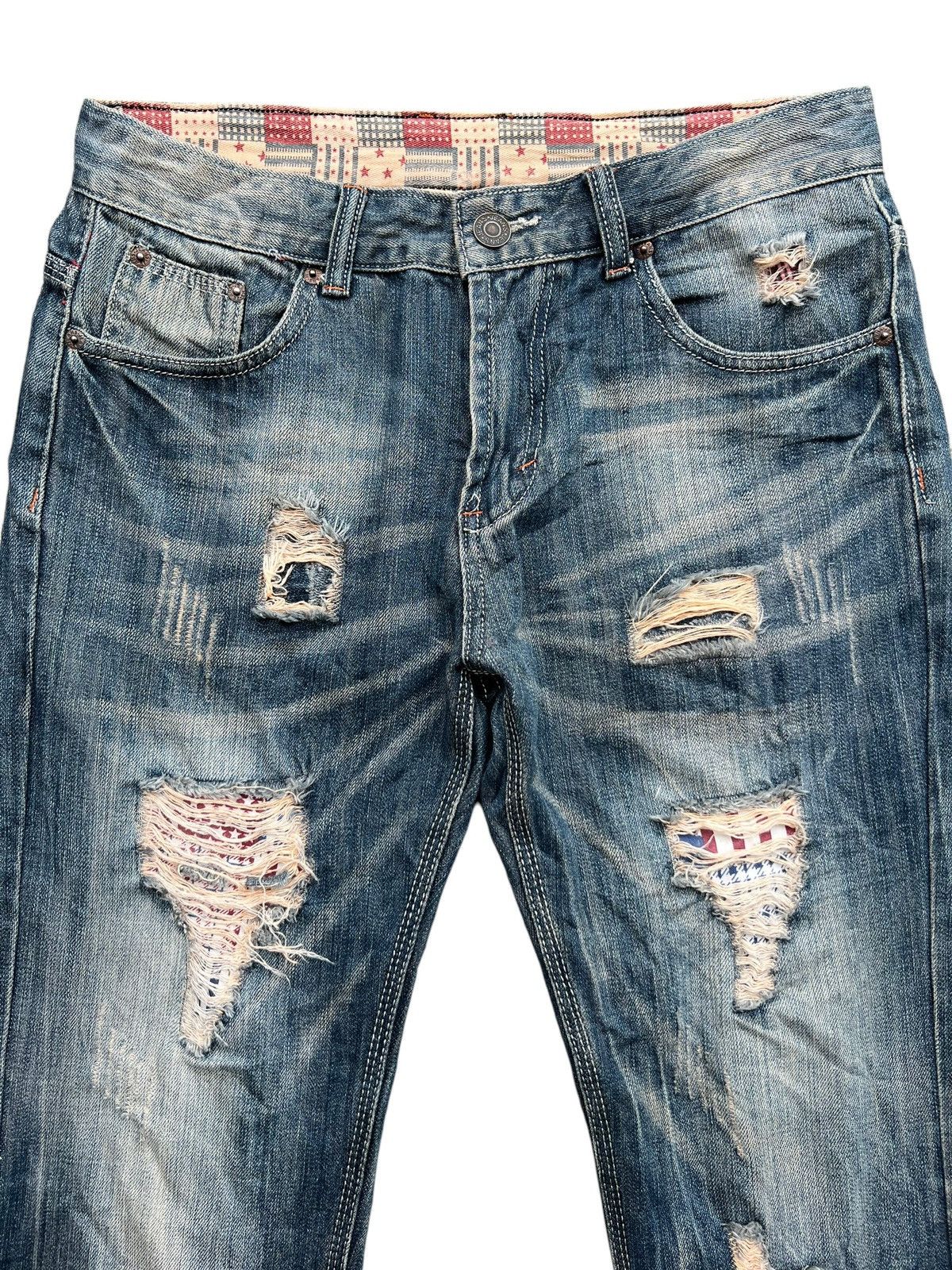 Japanese Brand Japan Distressed Patchwork Mudwash Denim Jeans 33x28 Size US 33 - 4 Thumbnail