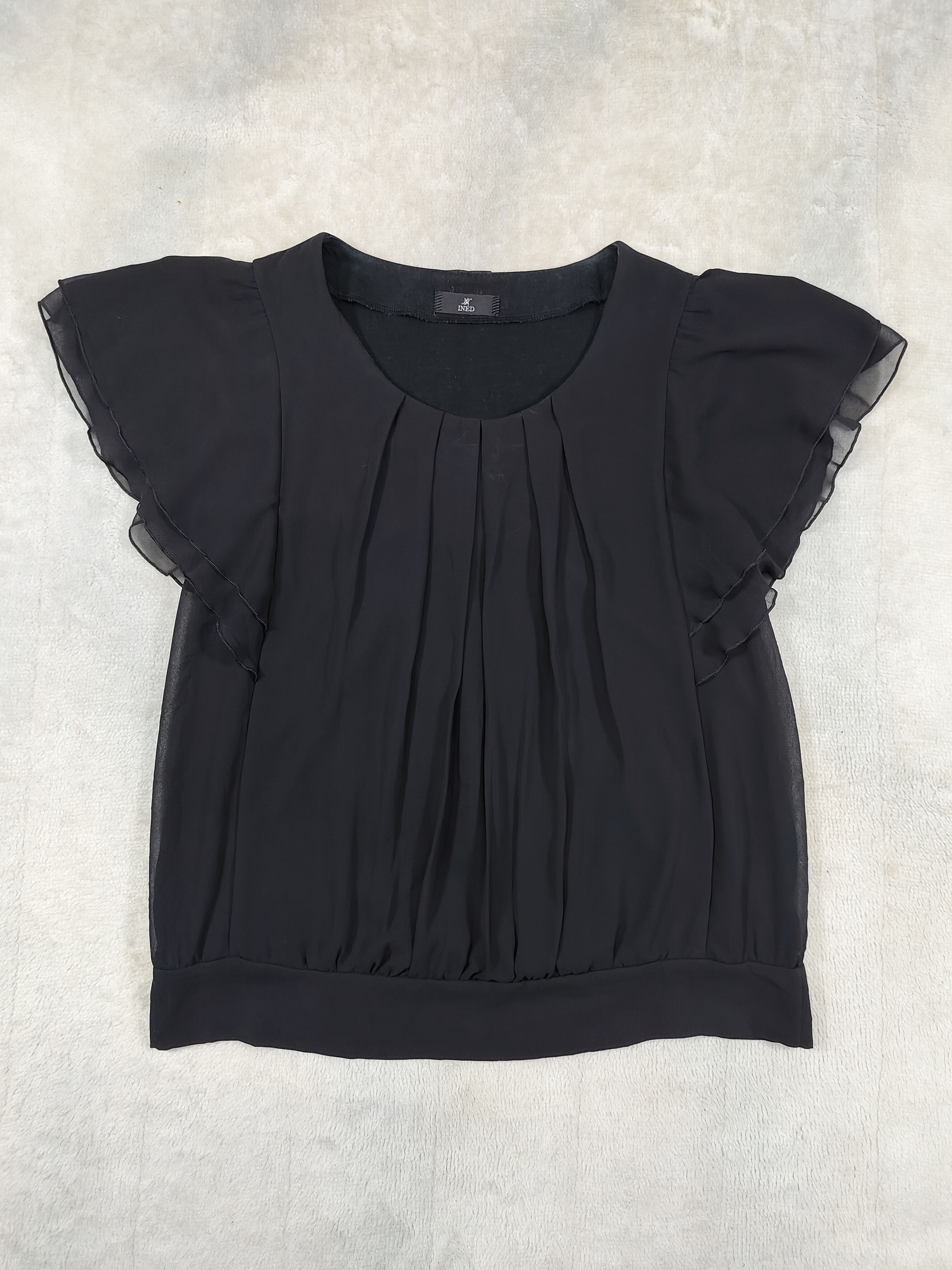Yohji Yamamoto INED- Minimalist Layered Flutter Sleeve Chiffon Blouse Top Size M / US 6-8 / IT 42-44 - 5 Thumbnail