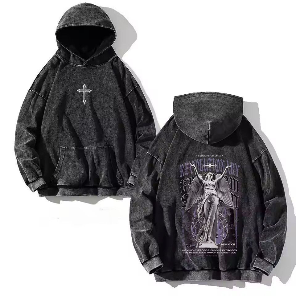 Japanese Brand Gothic Y2K Cross Print Washed Hoodies Size US S / EU 44-46 / 1 - 1 Thumbnail