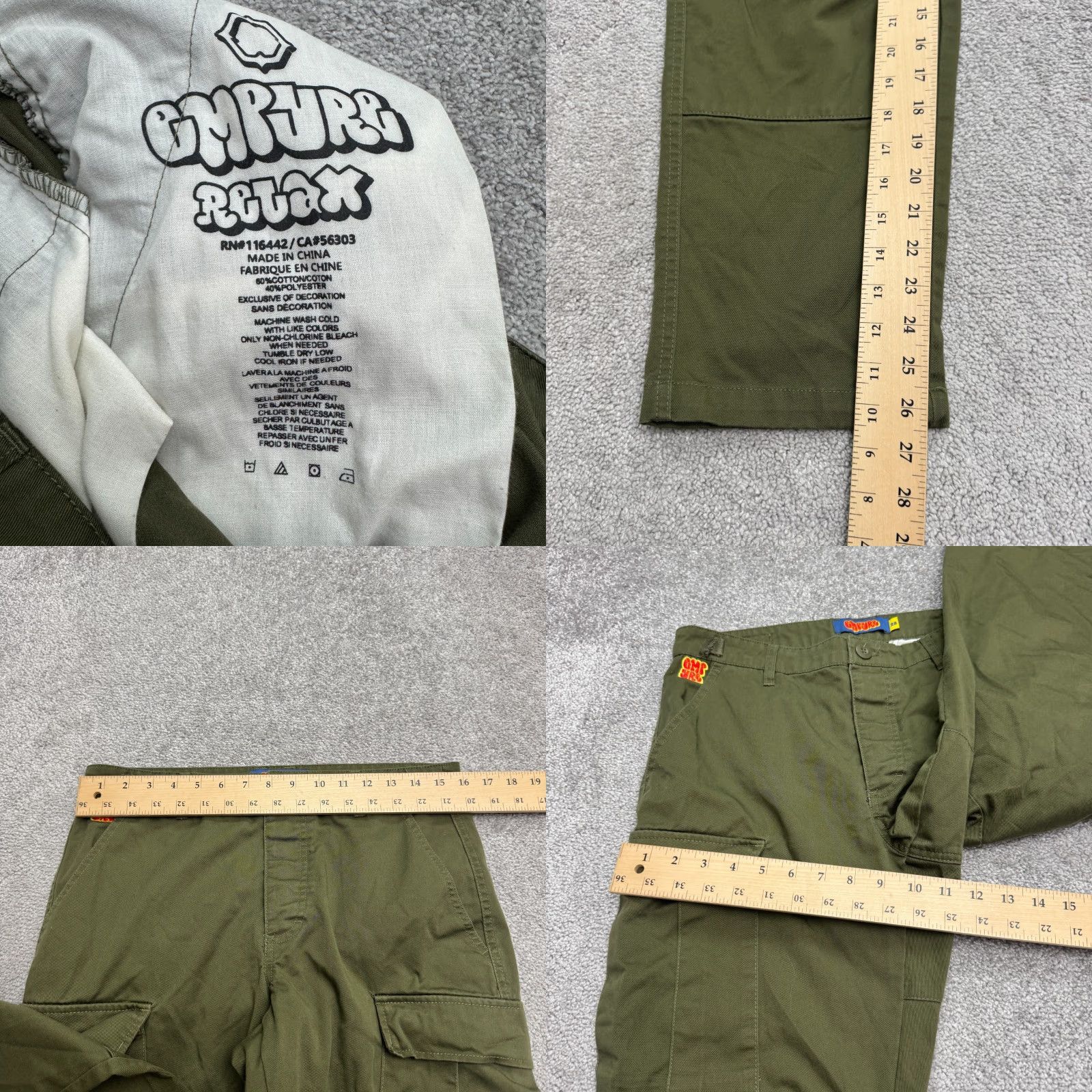 Empyre Vintage Gmpyre Relax Cargo Pants Mens 28 Olive Green Straight Casual 32x26 Size US 28 / EU 44 - 8 Thumbnail