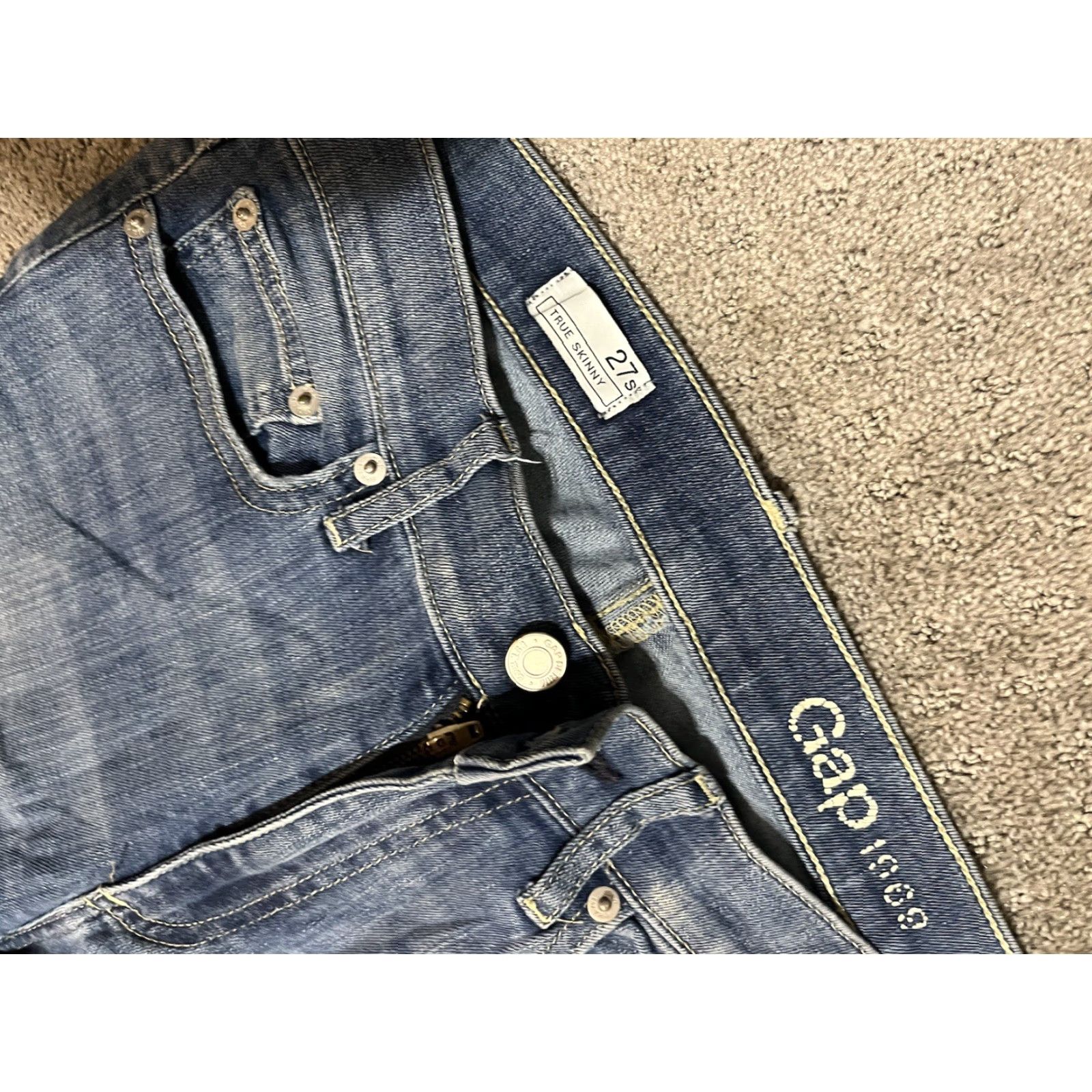Gap Gap Jeans Skinny Women 27S Blue Wash Denim Stretch Inseam 23 Inseam 30.5 Raw Hem Size 27" / US 4 / IT 40 - 5 Thumbnail
