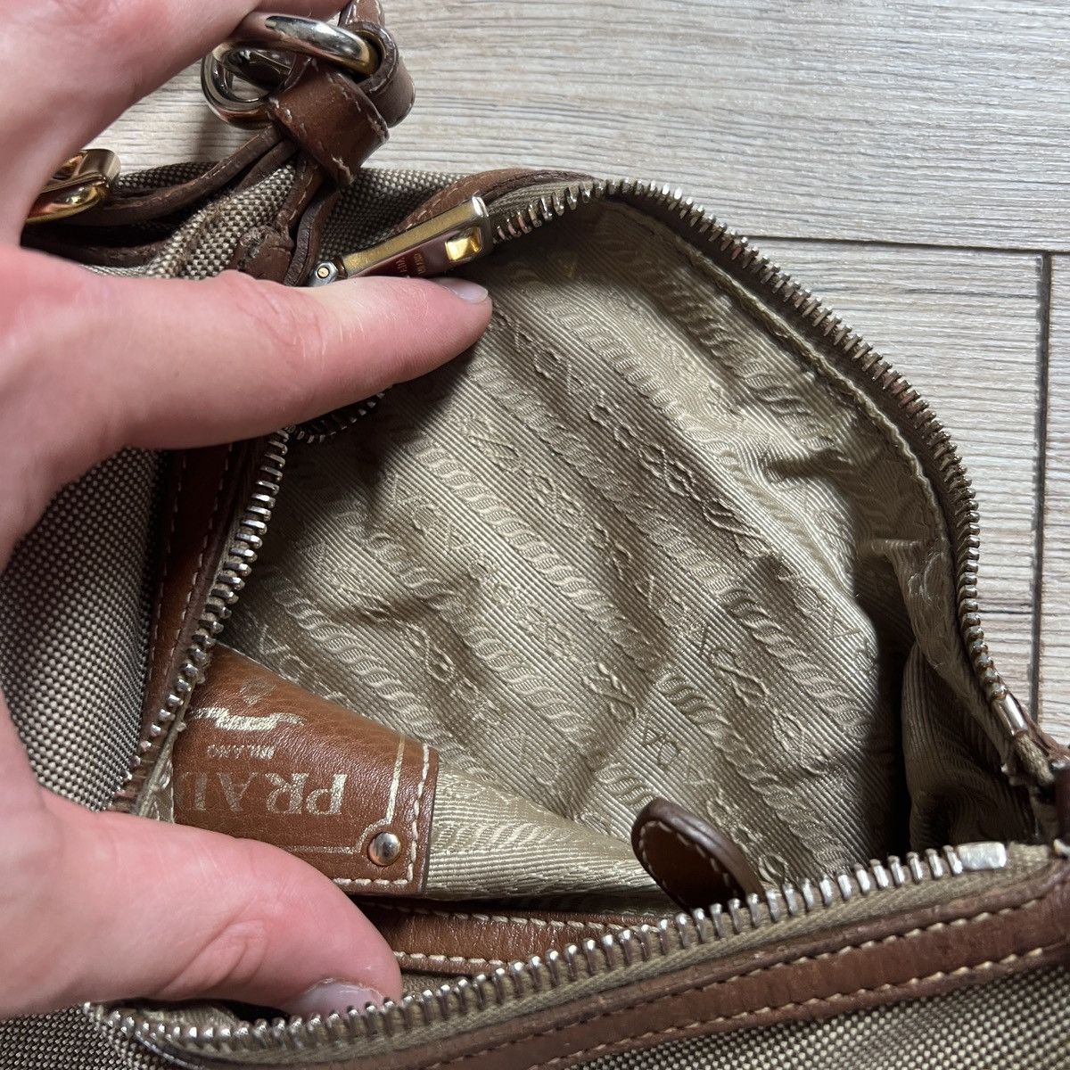 Prada Prada Crossbody Mini Bag Cloth Leather Big Logo Size ONE SIZE - 14 Thumbnail