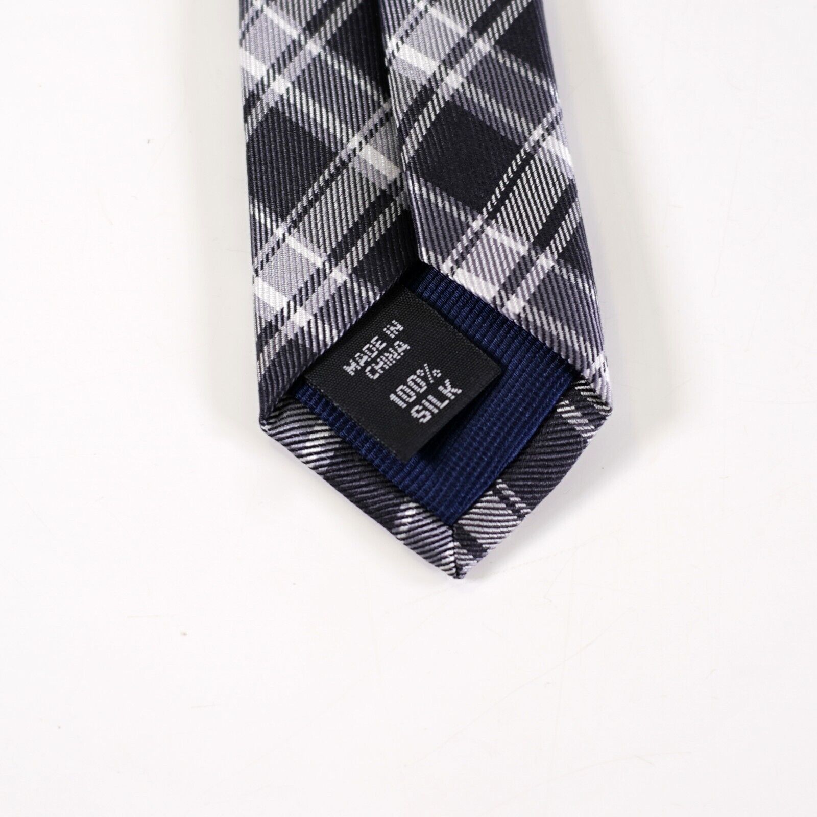Michael Kors Michael Kors Gray Silver Plaid Woven Silk Tie Size ONE SIZE - 5 Thumbnail