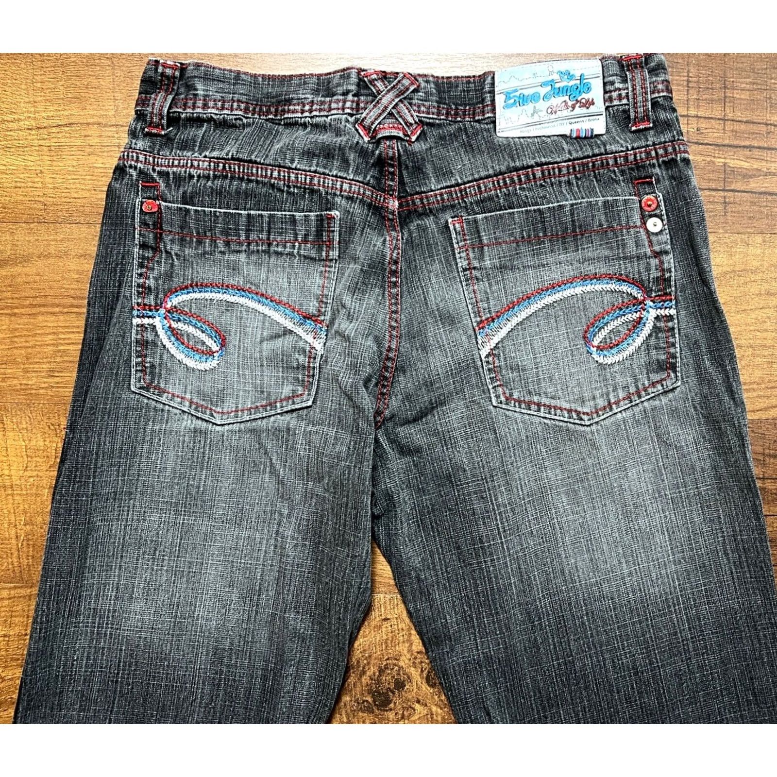 Southpole VINTAGE 5ive Jungle Jeans Mens 36X32 Dark Wash Wide-Leg Embroidered SouthPole Style Size US 36 / EU 52 - 3 Thumbnail