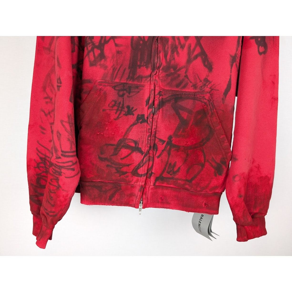 Balenciaga o1rshd1 Skater Zip Hoodie in Red Size US S / EU 44-46 / 1 - 6 Thumbnail