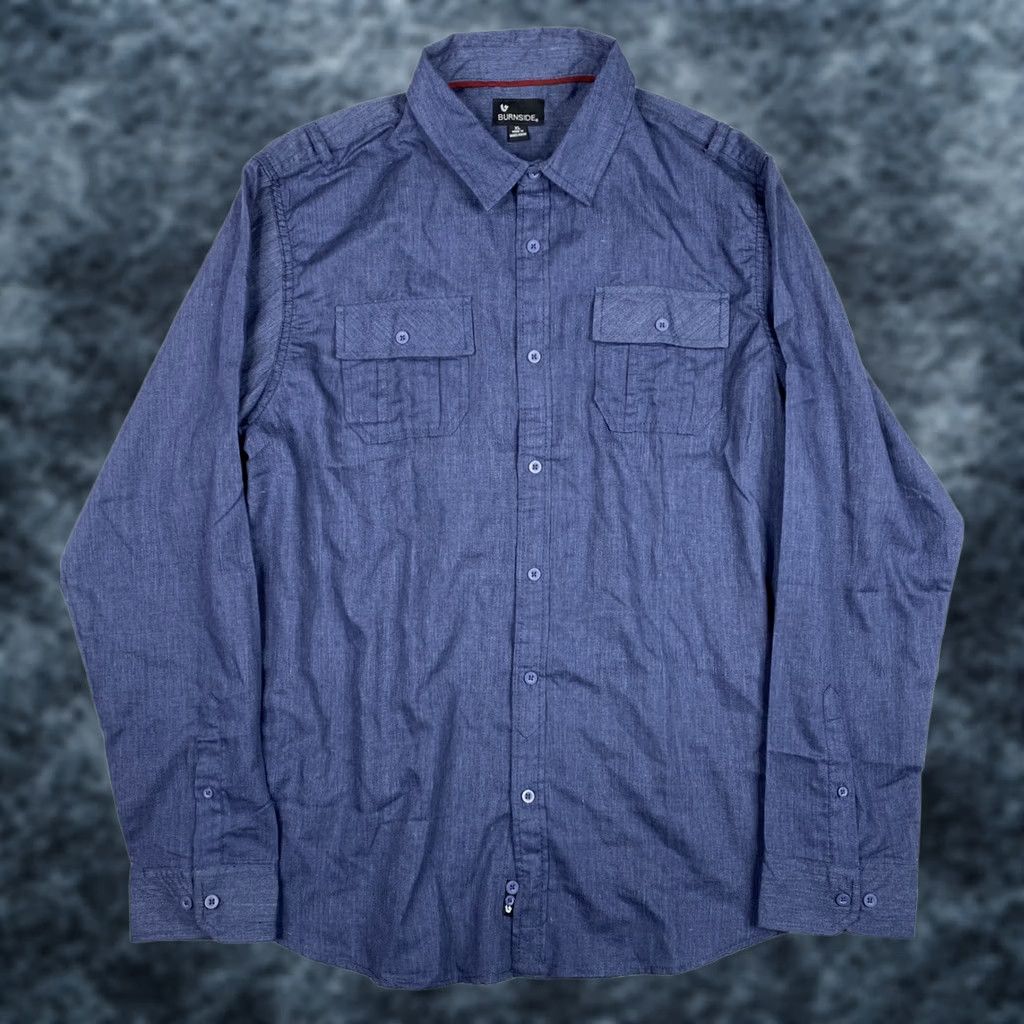 Burnside Burnside Shirt Mens XL Blue Lightweight Button Up Long Sleeve Pockets Dress Work Size 46R - 1 Thumbnail