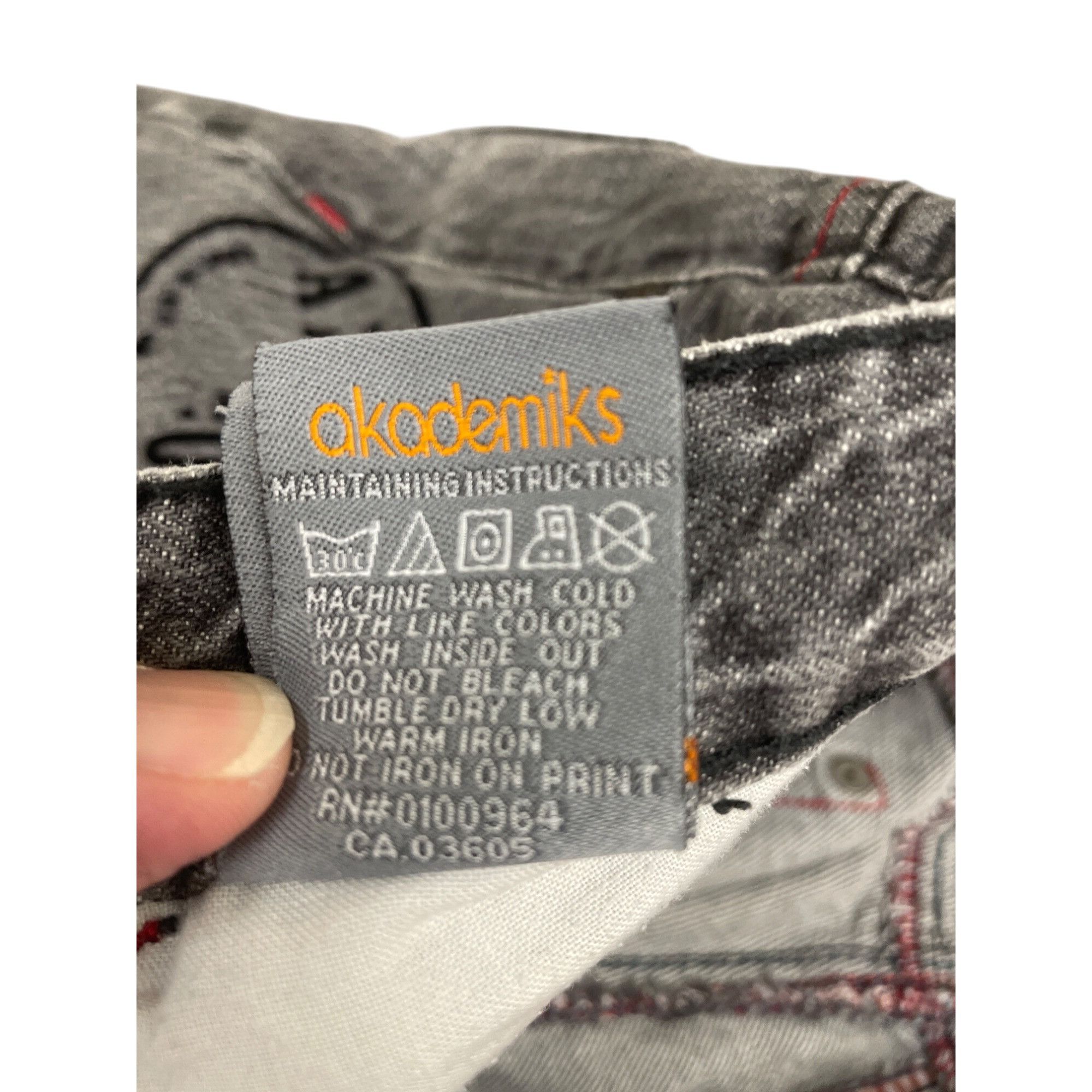 Akademiks Akademiks Mens Distressed Gray Graphic Wide-Leg Jeans Size 3 Size US 34 / EU 50 - 9 Thumbnail