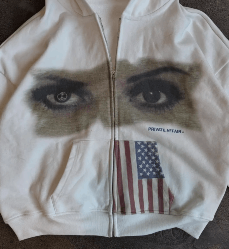 Japanese Brand American Retro Eye Print Zip Up Hoodie Size US M / EU 48-50 / 2 - 6 Thumbnail