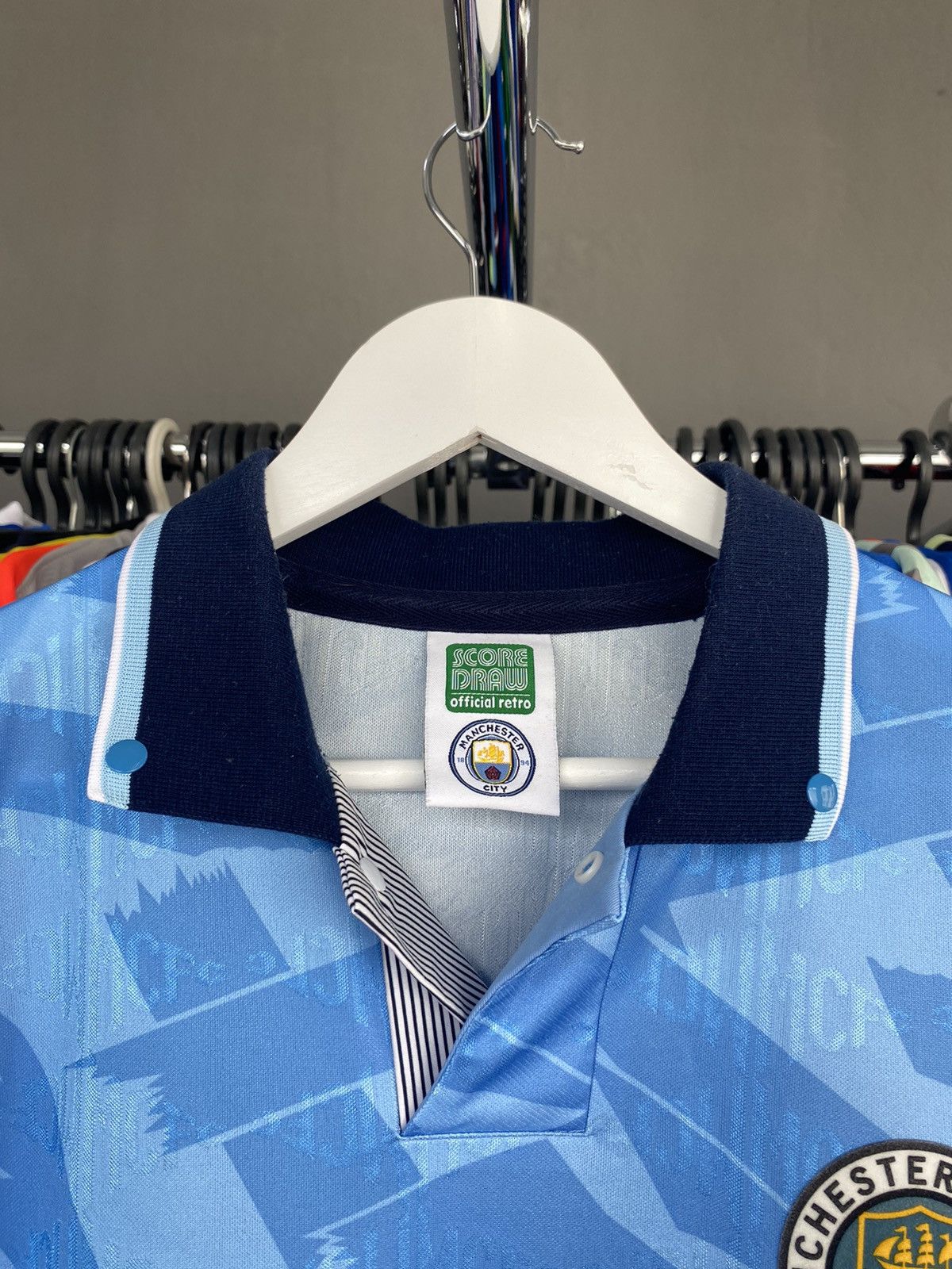 Other 1992/93 SCORE DRAW MANCHESTER CITY SOCCER JERSEY FOOTBALL Size US M / EU 48-50 / 2 - 3 Thumbnail