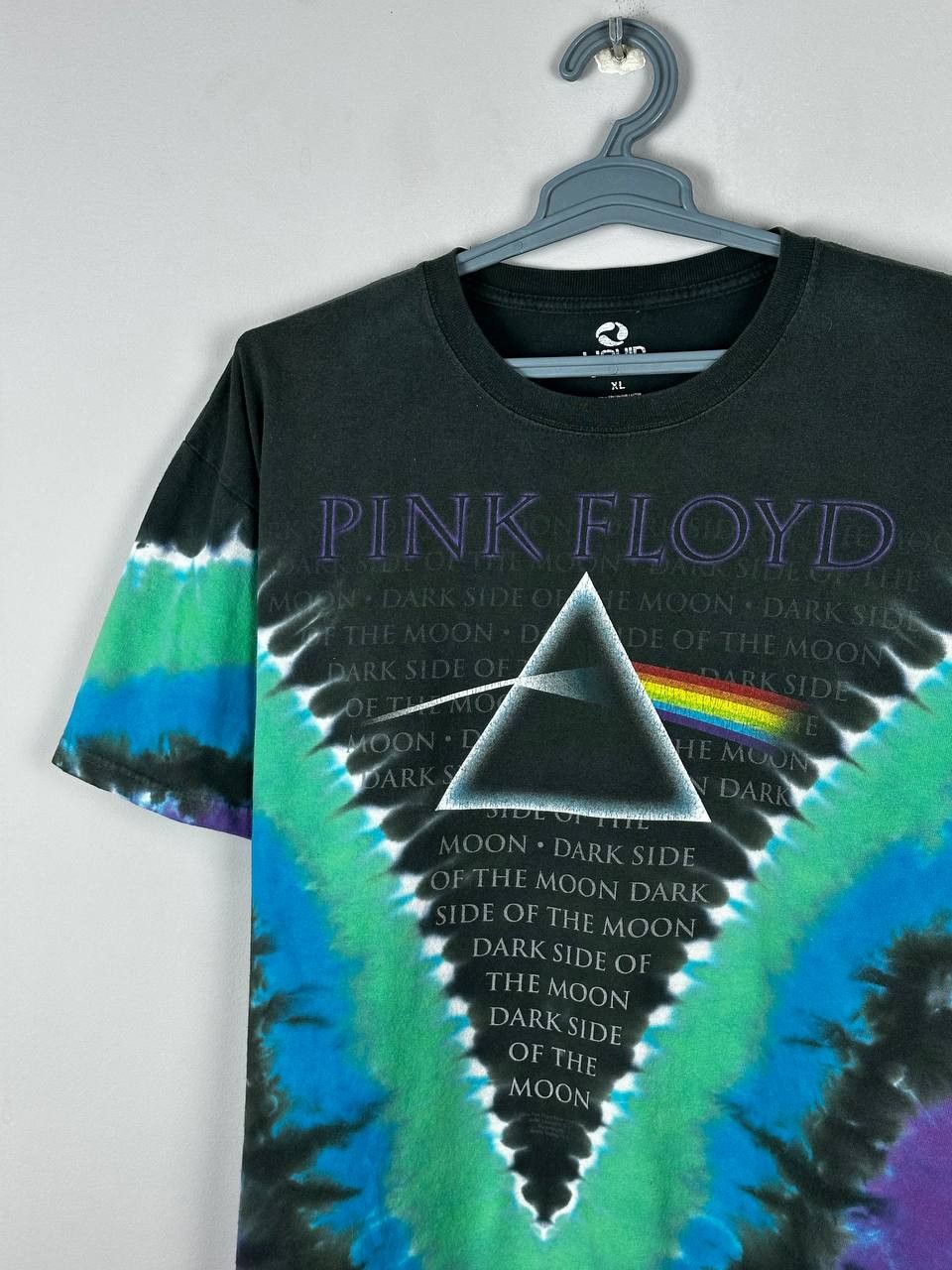 Vintage Liquid Blue Pink Floyd Dark Side of the Moon Tie Dye T Shirt Size US XL / EU 56 / 4 - 3 Thumbnail