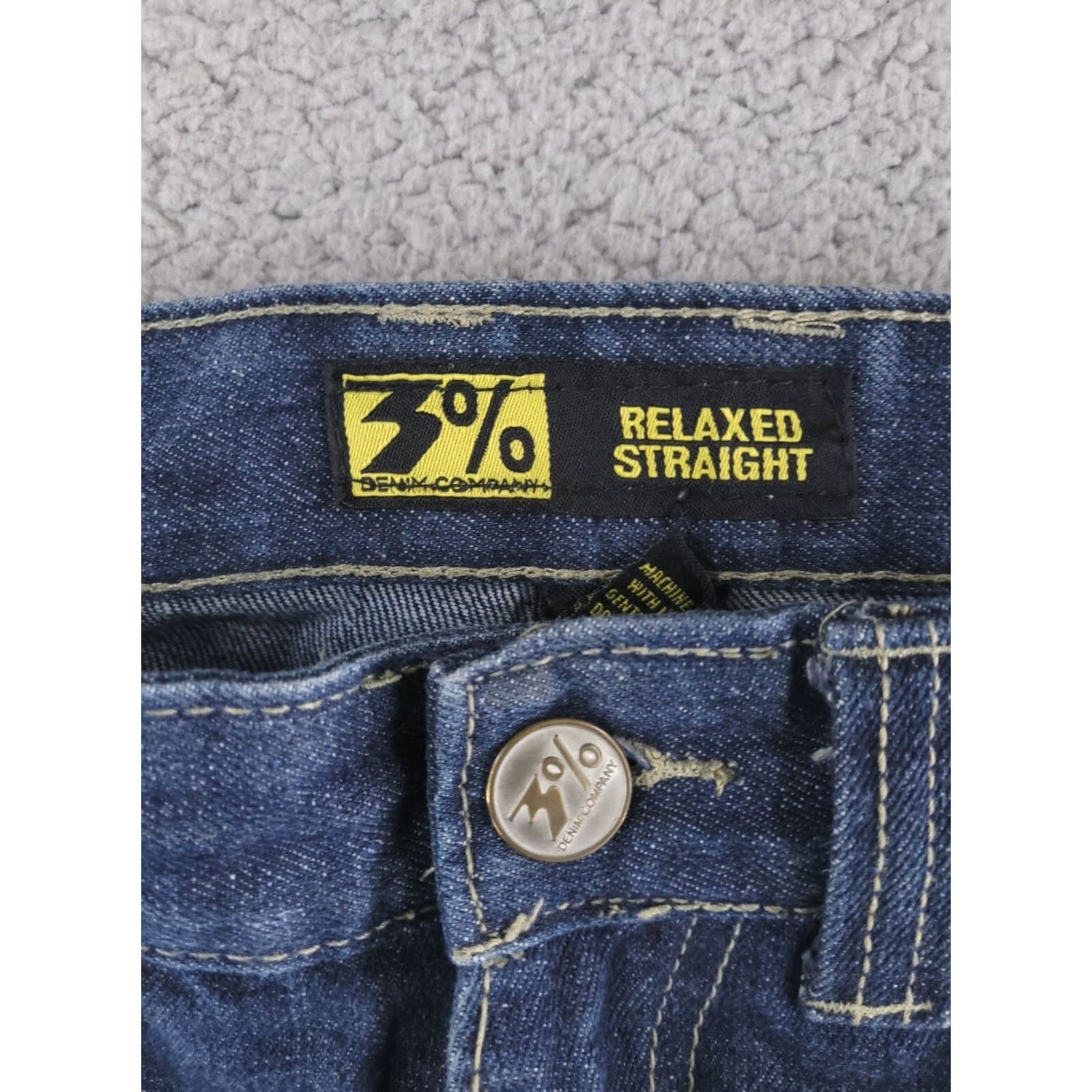 Denime 3% Jeans Mens 36x32 Blue Denim Dark Straight Fit Mens Jeans Regular 36 Blue Straight 90s Size US 36 / EU 52 - 4 Thumbnail