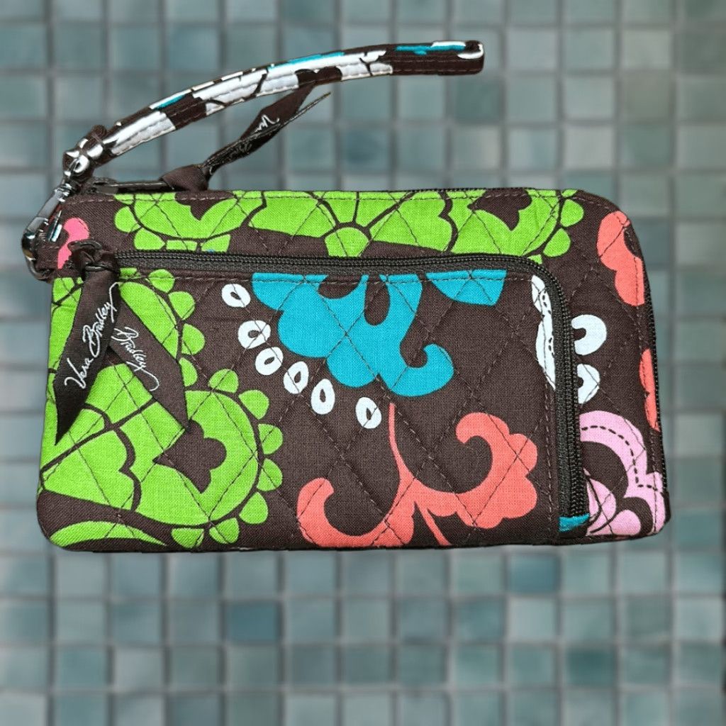 Vera Bradley Vera Bradley Lola Wristlet Clutch Wallet Small Women Brown Blue Multicolor Cotton Wristlet Lola 90s? Size ONE SIZE - 1 Thumbnail