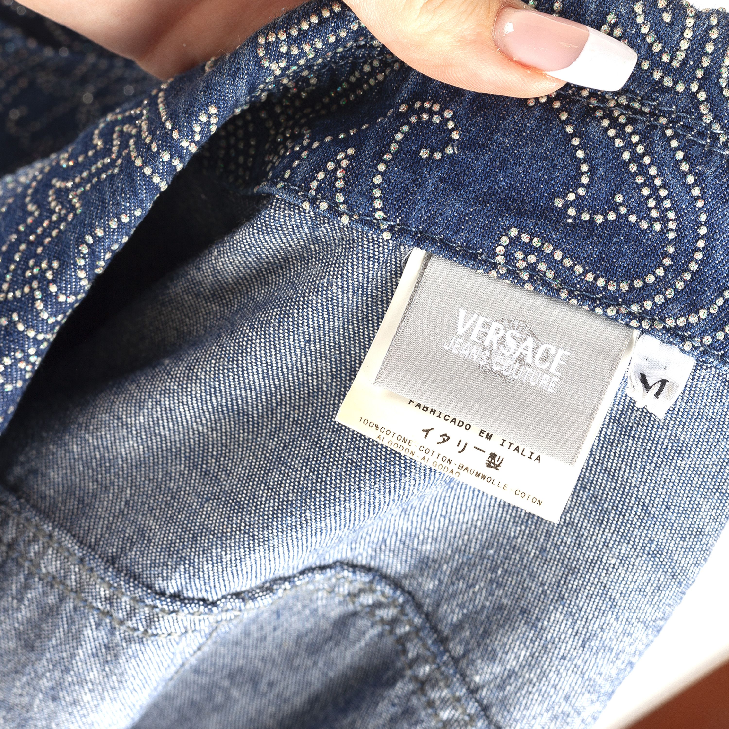 Versace Jeans Couture Versace Jeans Couture Vintage Strass Denim Jacket (M) Size M / US 6-8 / IT 42-44 - 4 Thumbnail