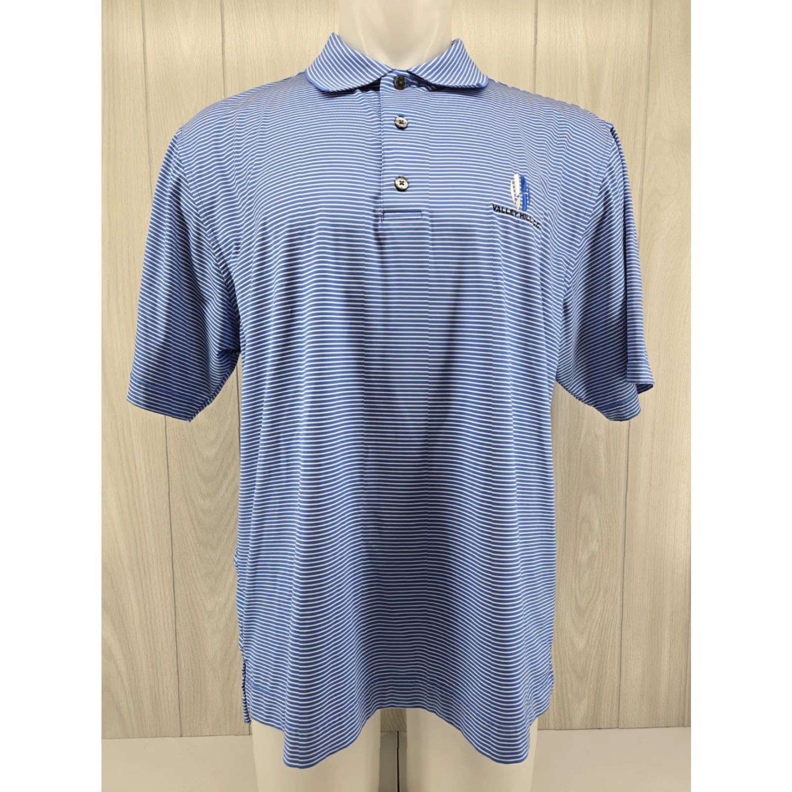 Footjoy FootJoy Polo Shirt Mens L Blue White Striped Short Sleeve Valley Hill C.C Size US L / EU 52-54 / 3 - 2 Thumbnail