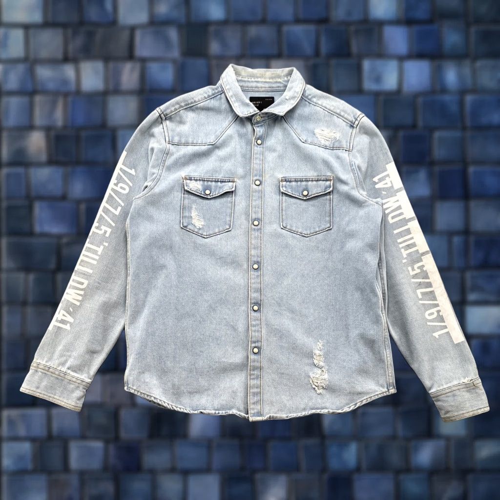 Zara Zara Man Denim Pearl Snap Up Distressed Long Sleeve Regular Fit Shirt L Blue Cotton Denim Button-Up Shirt Mens Regular Fit Mom? Size US L / EU 52-54 / 3 - 1 Thumbnail