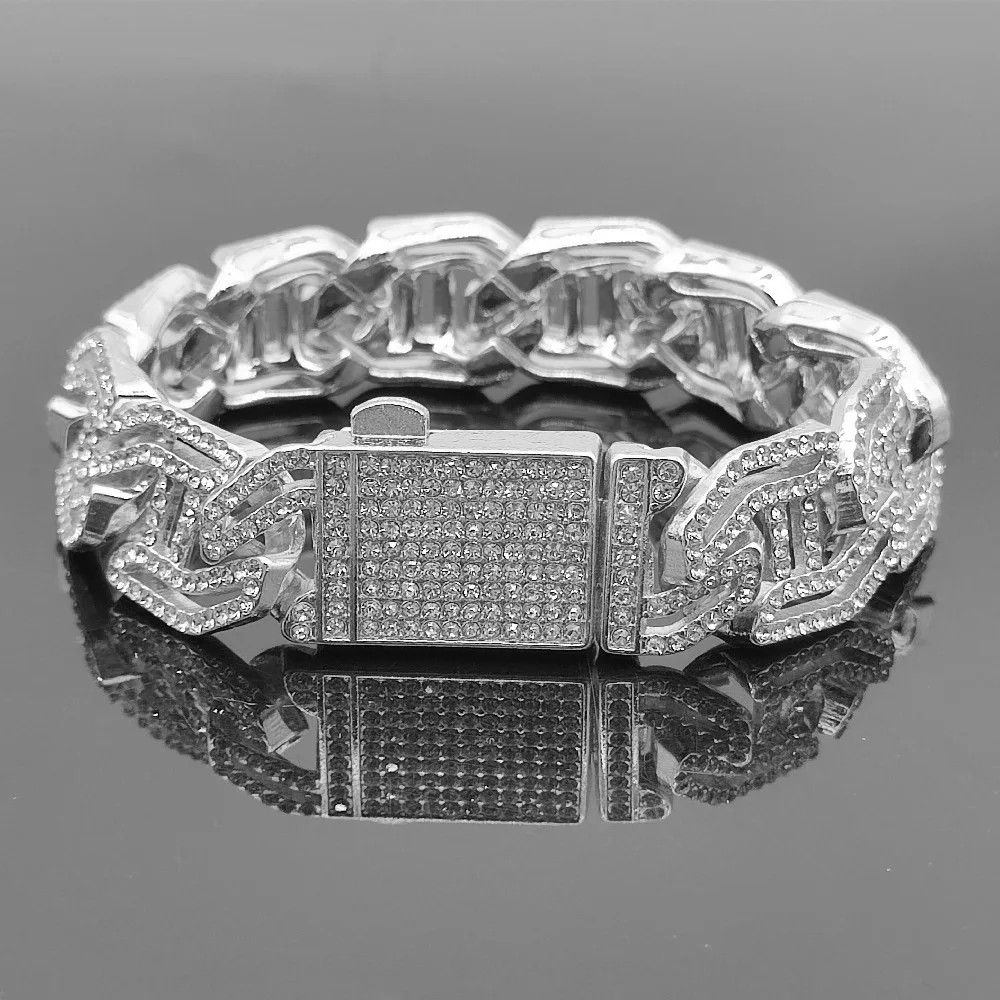 Other 16mm Prong Baguette Curb Chain Iced Cubic Zirconia Bracelet Size ONE SIZE - 1 Thumbnail