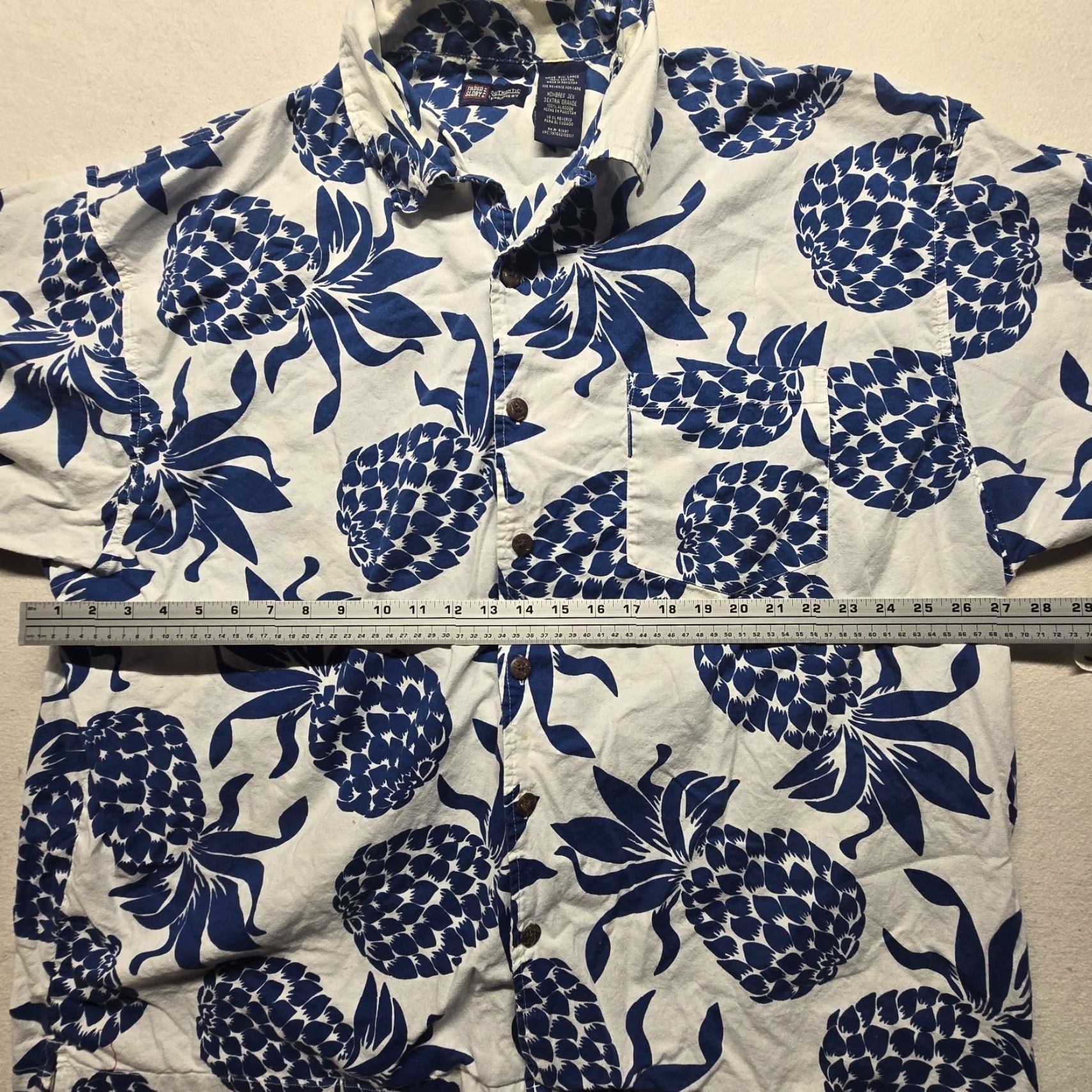 Faded Glory Faded Glory Shirt Short Sleeve White Blue Pineapple Hawaiian Adult Mens 3XL Multicolor Button-Up Casual 90s Hawaiian Theme Mens Size US XXL / EU 58 / 5 - 4 Thumbnail