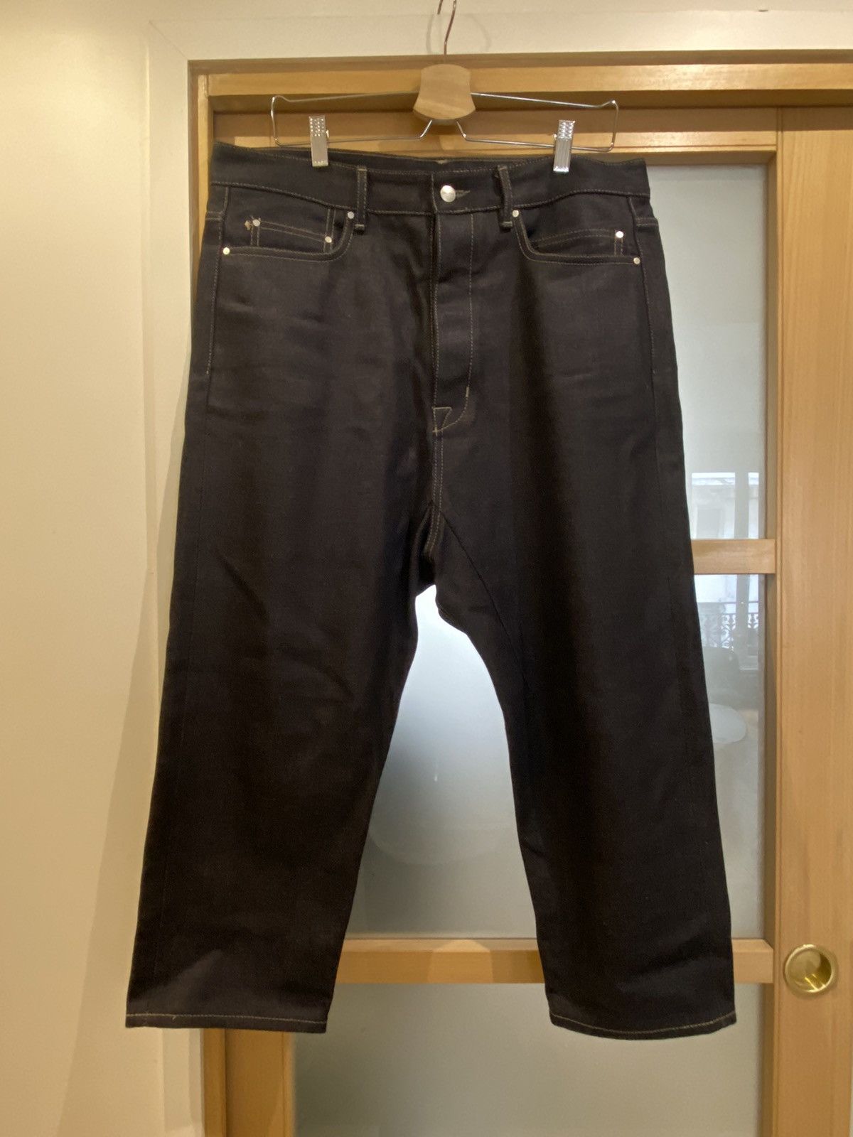 image of Rick Owens F/w 18 Sisyphus Runway Selvedge Collapse Jeans in Blue, Men's (Size 34)