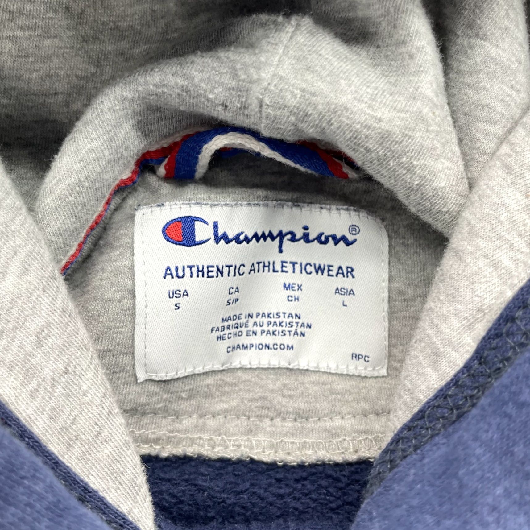 Champion Champion Hoodie Mens Small Gray Blue Sportswear Streetwear Gym 90s Theme Pockets Graphic Print Fleece Mock Neck Pullover Winter Seasonal Casual Size US S / EU 44-46 / 1 - 6 Thumbnail