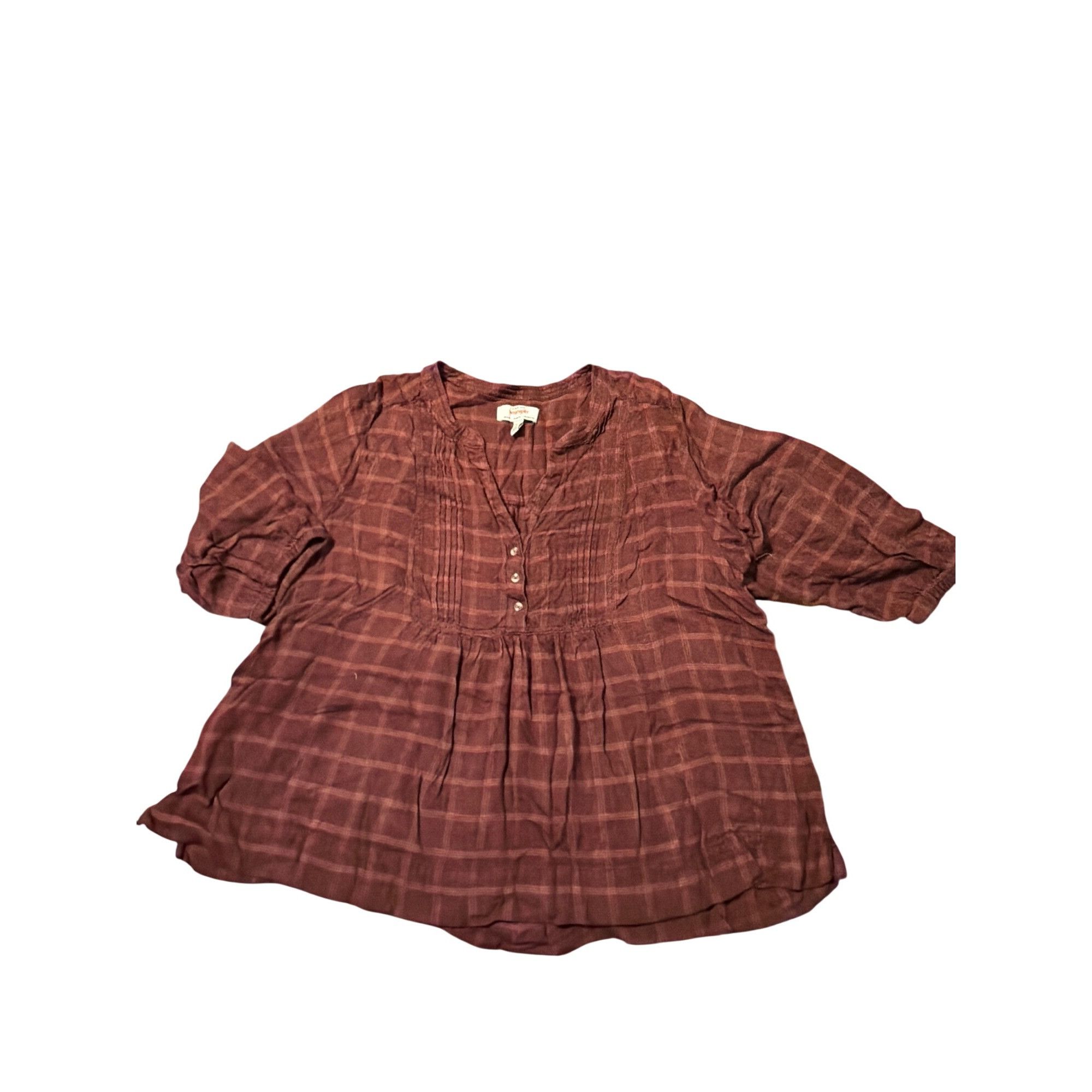 Wrangler Wrangler Plaid Button Blouse Pintuck 3/4 Sleeves Flowy Light Size XXL / US 16-18 / IT 52-54 - 1 Thumbnail