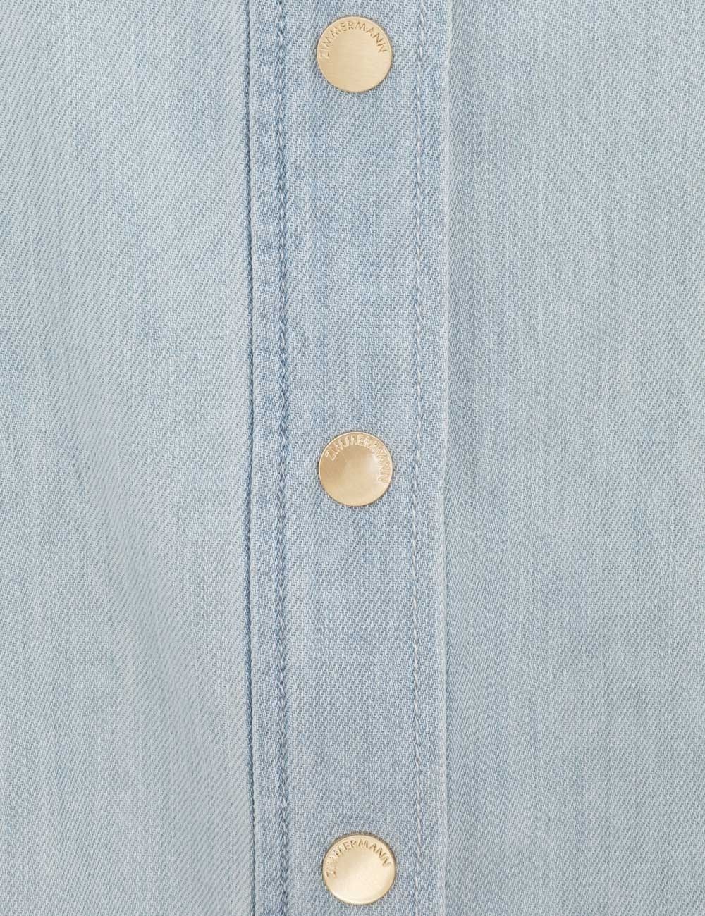Zimmermann oc11z1025 Acacia Denim Lantern Blouse in Ice Blue Size XS / US 0-2 / IT 36-38 - 6 Thumbnail