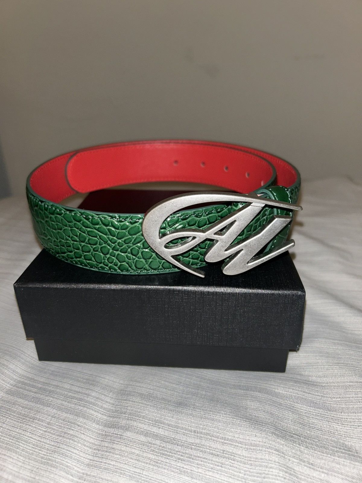 Other art studios green alligator skin belt Size 28 - 3 Thumbnail