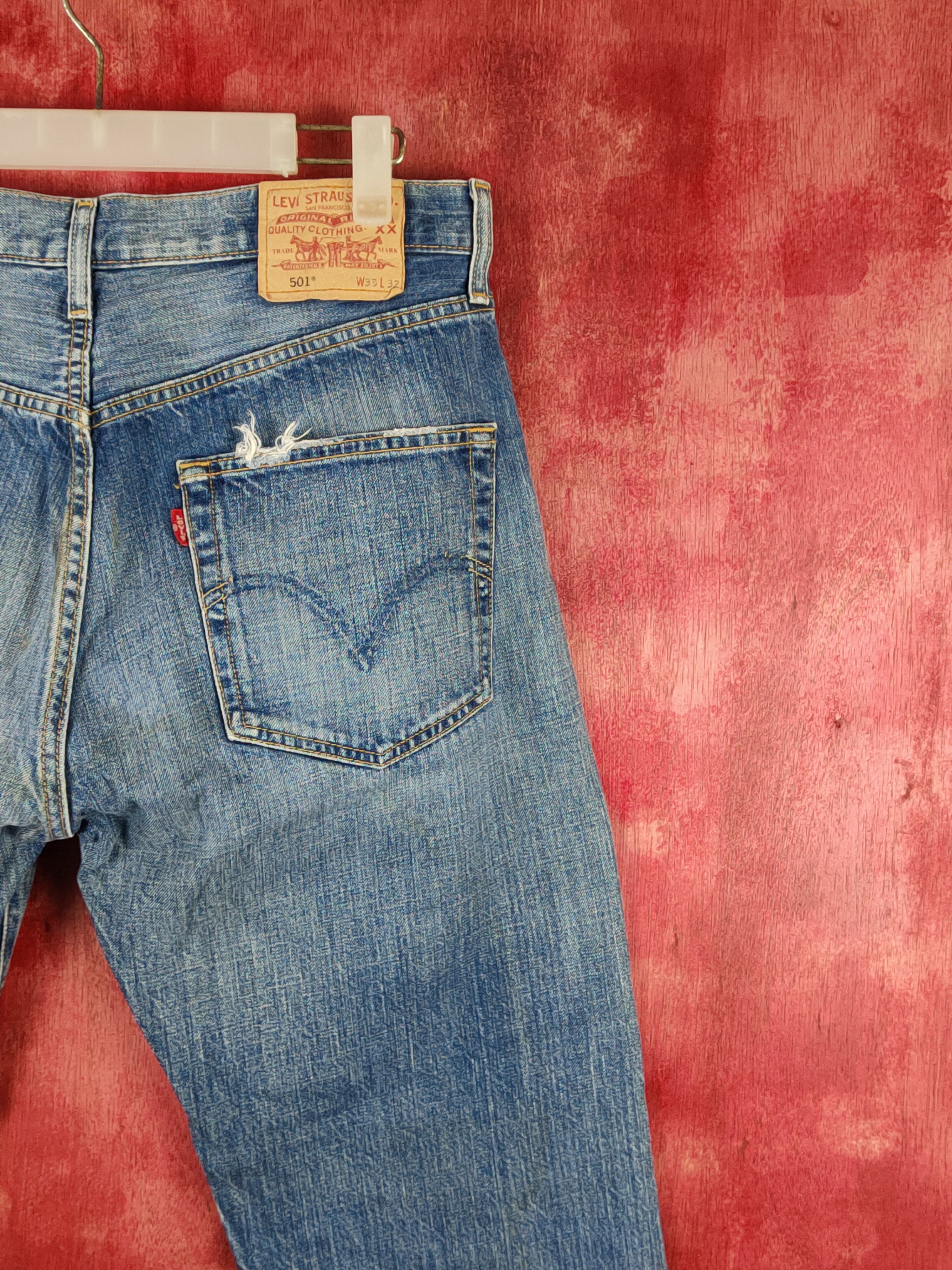 Japanese Brand 501 Levi's Blue Distressed Ripped Jeans #S1830 Size US 33 - 12 Thumbnail