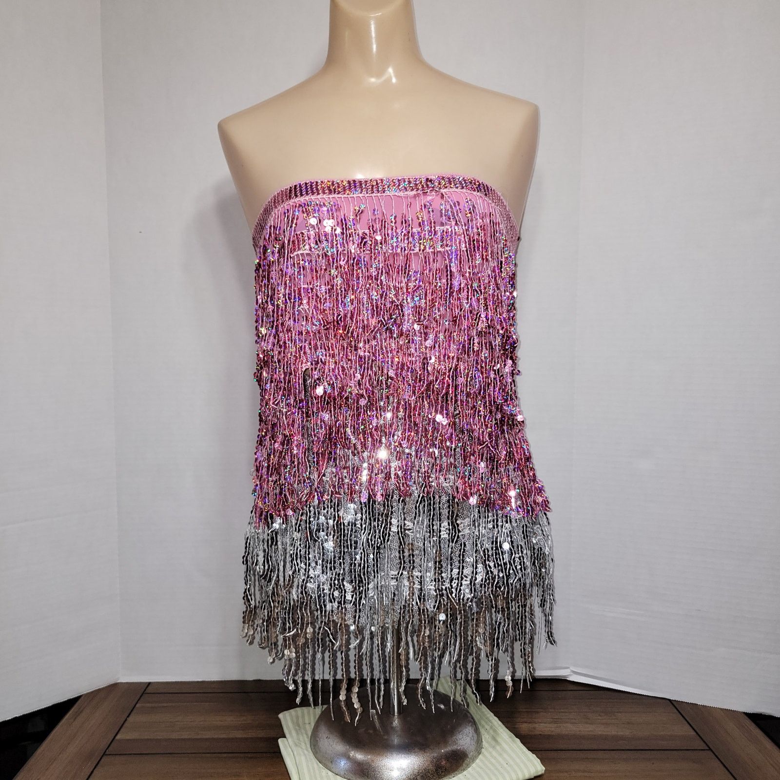 Other 2 Pc Sequin Silver Bottom & Pink Wrap - Size Large / OS Size 26" / US 2 / IT 38 - 1 Thumbnail
