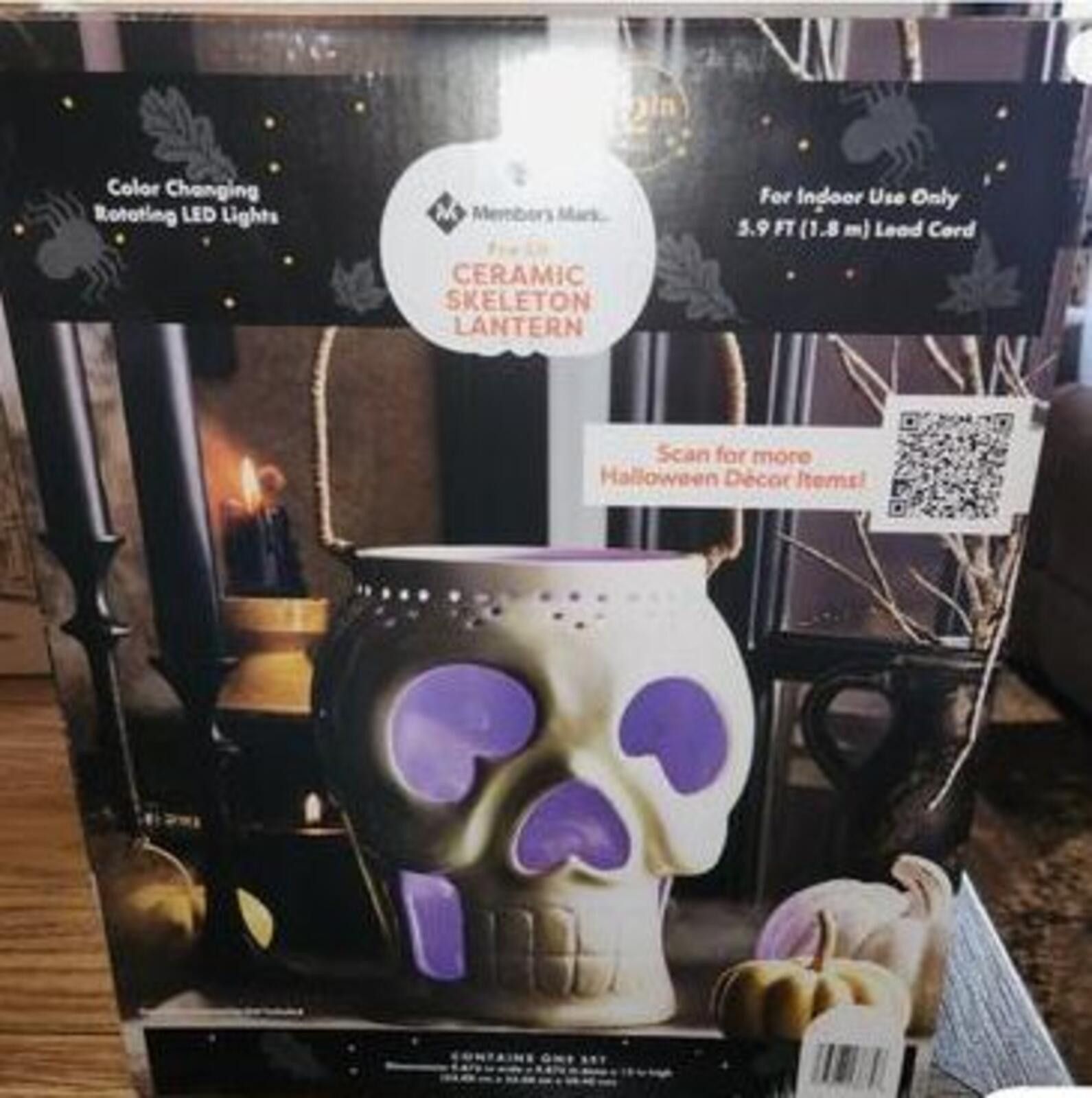 Other Member's Mark 12" Pre-lit Ceramic Skeleton Lantern, White Size ONE SIZE - 1 Preview