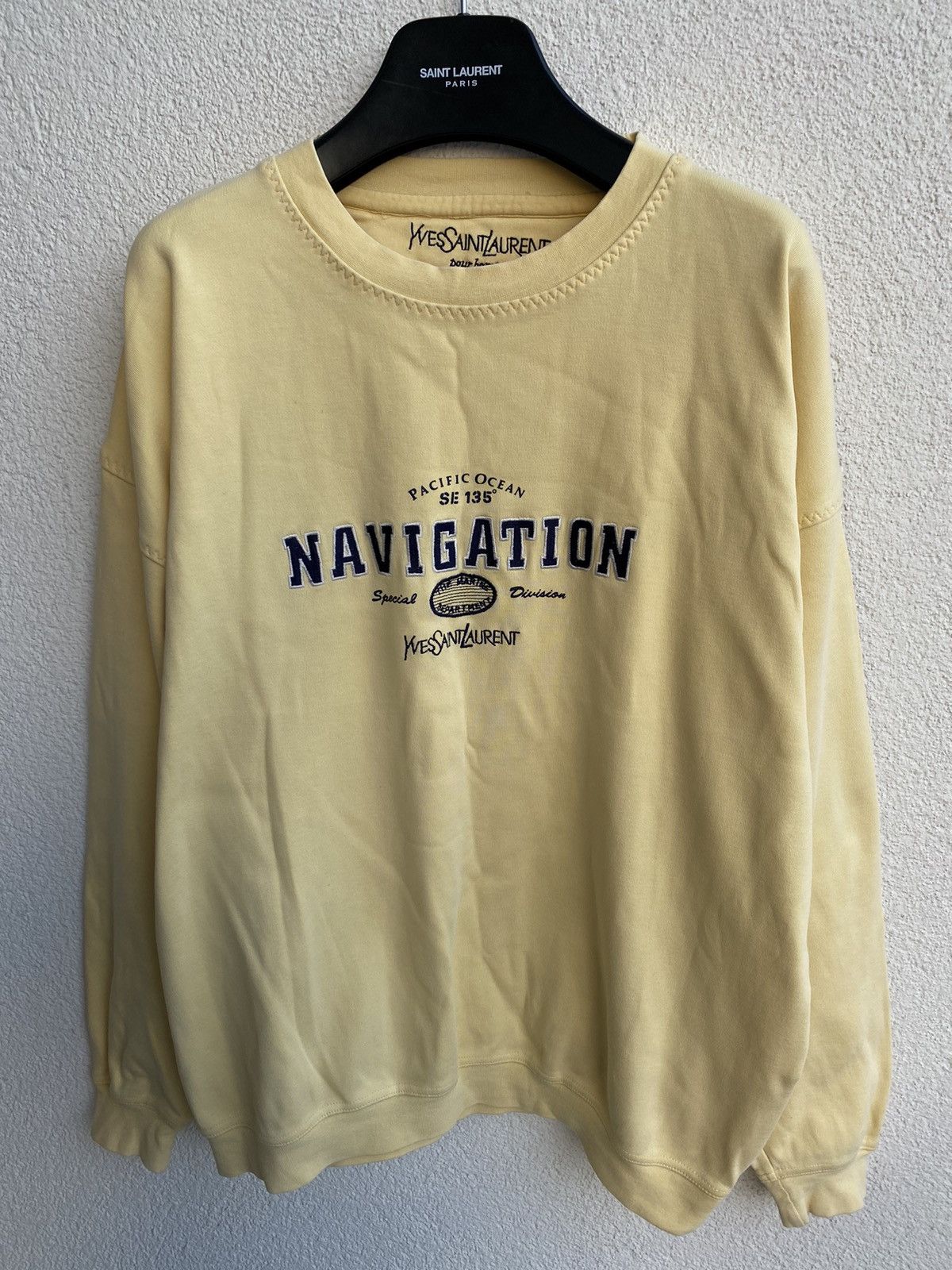 Yves Saint Laurent 90s YSL Sweatshirt Yellow Sweater Vintage Big Logo y2k Size US L / EU 52-54 / 3 - 2 Thumbnail