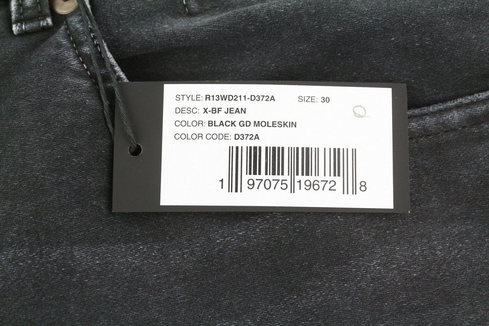 R13 X-BF 30 Black Garment Dyed Moleskin Faded Ankle FW25 86629 Size 30" / US 8 / IT 44 - 7 Thumbnail