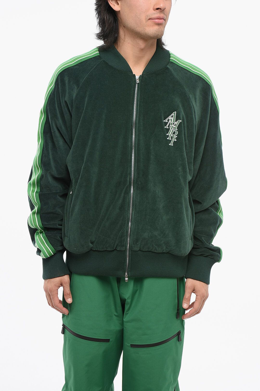 og1mm0825 Velour Rain Forest Track Sweatshirt in Green