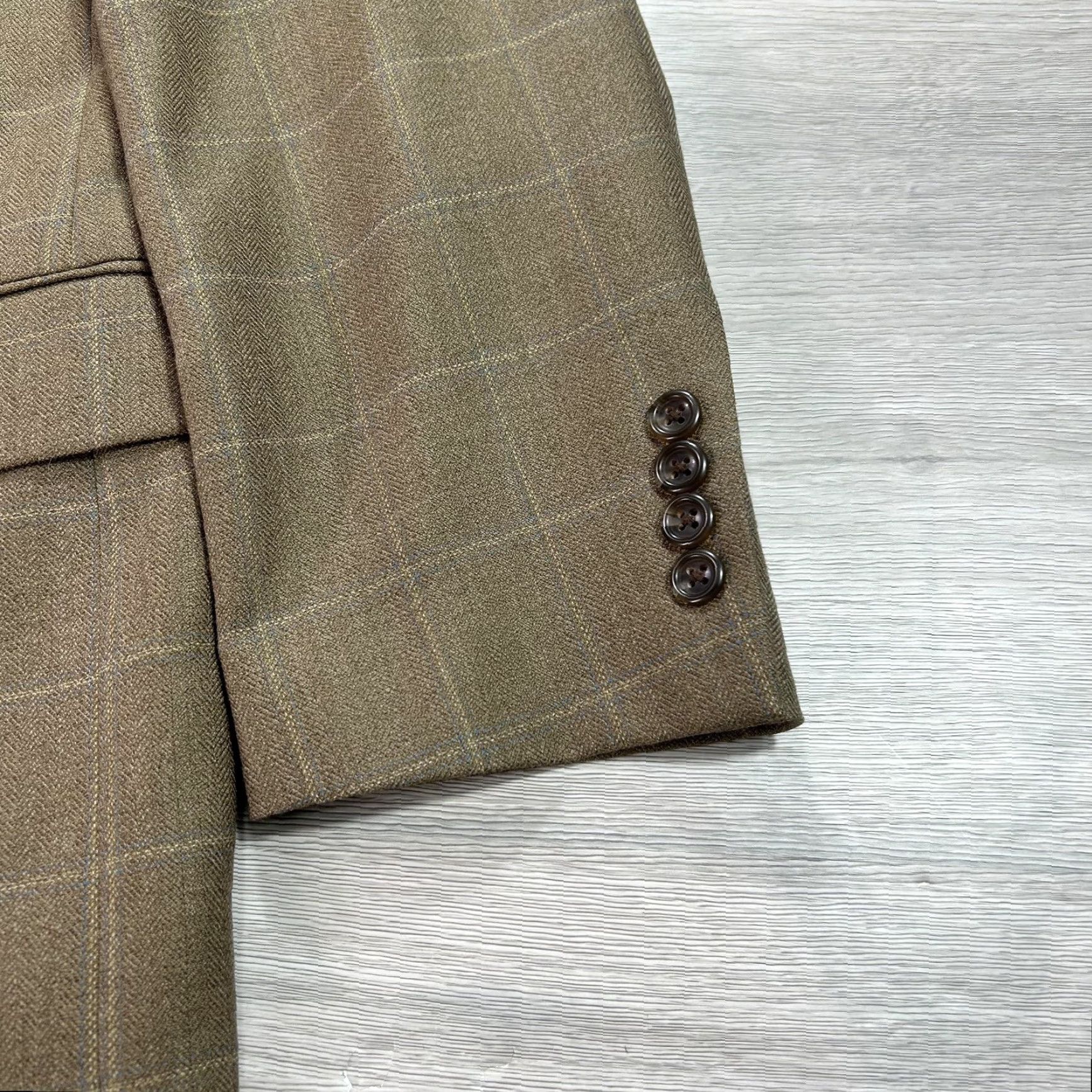 Joseph Joseph & Feiss Blazer Mens 42 Long Brown Wool Windowpane Check Sport Coat Jacket Size 42R - 5 Thumbnail