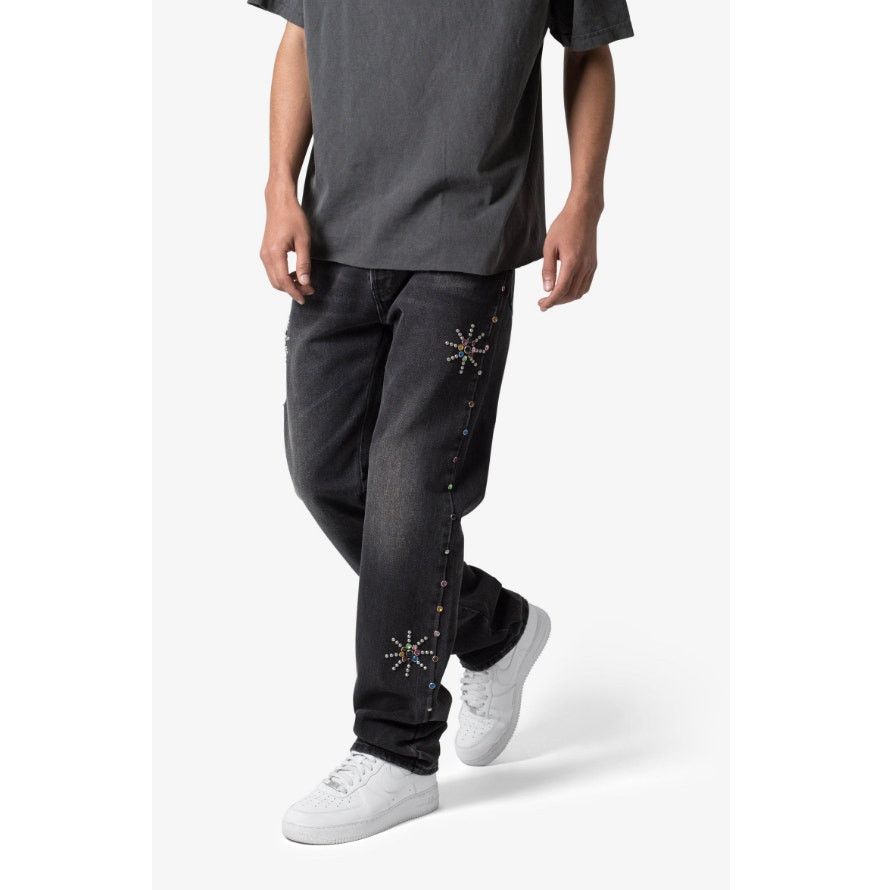 MNML MNML Men's Washed Black V376 Studded Baggy Denim Jeans 32 Size US 32 / EU 48 - 10 Thumbnail