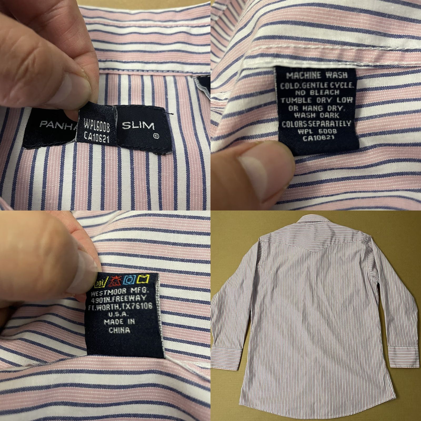 Vintage Panhandle Slim Shirt Mens 16 33 Pink Stripe Button-Down Pearl Snap Pockets Cowboy Western Vintage Size US L / EU 52-54 / 3 - 8 Thumbnail