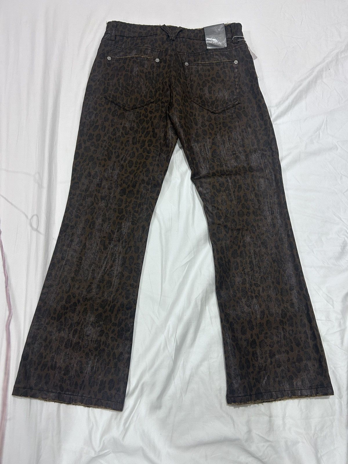 Vintage Vague Waxed Bootcut Denim Leopard Jeans Size US 30 / EU 46 - 2 Thumbnail