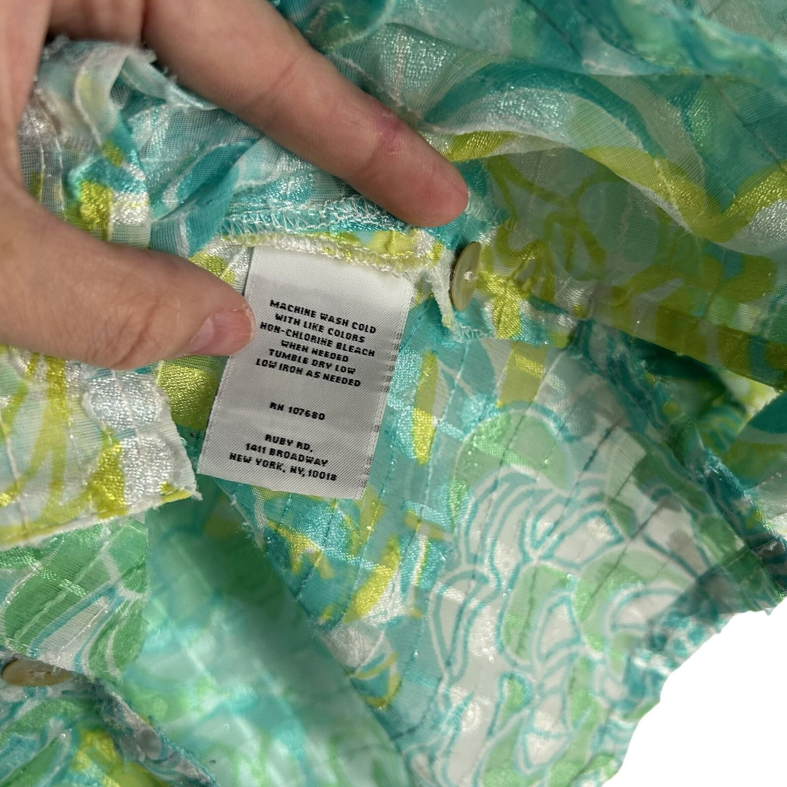 Vintage VTG Ruby Rd Teal Lime Floral Sz 10 Sheer Burnout Whimsygoth Size L / US 10 / IT 46 - 7 Thumbnail